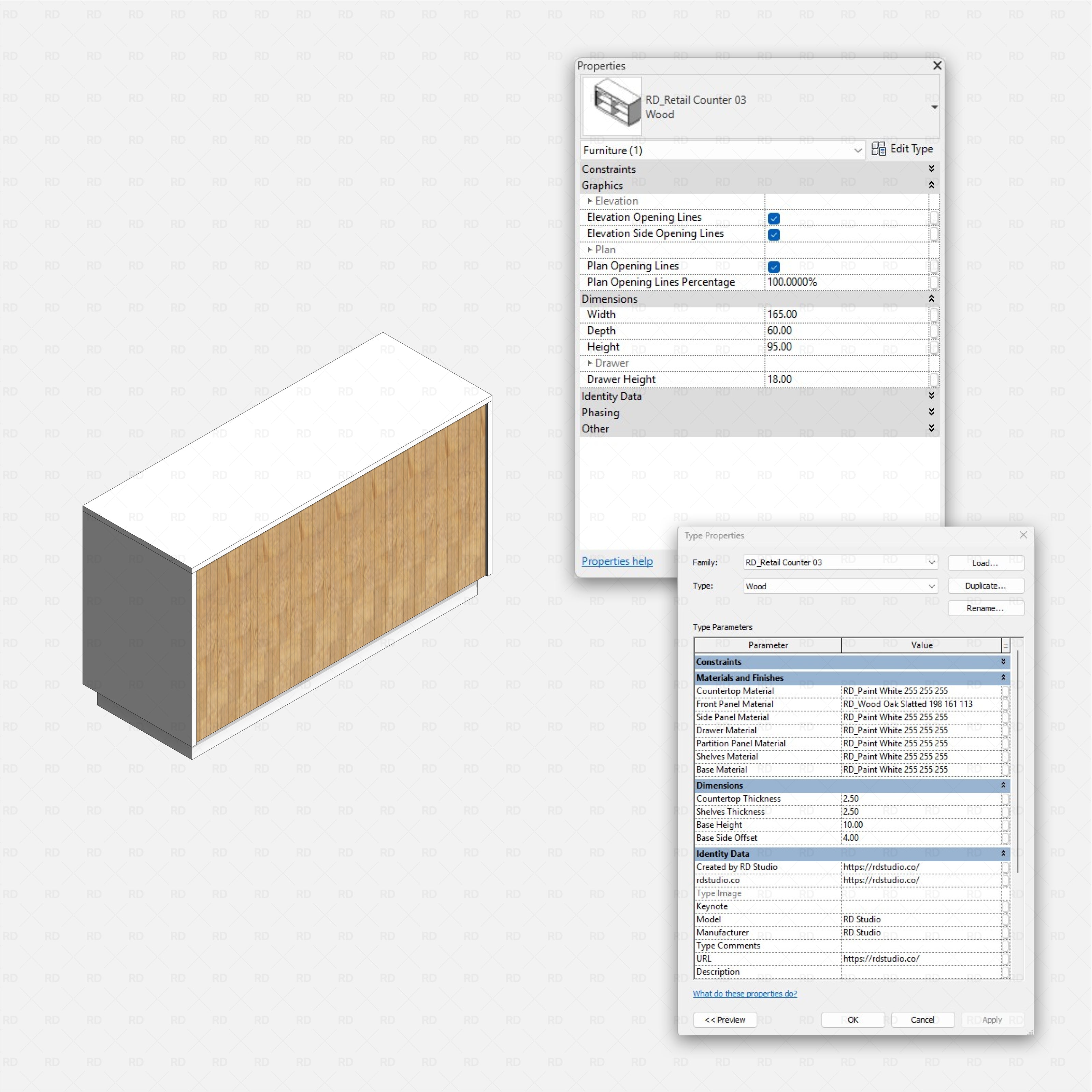Revit Retail & Reception Counters RD Studio BIM blocks rfa retail counter
