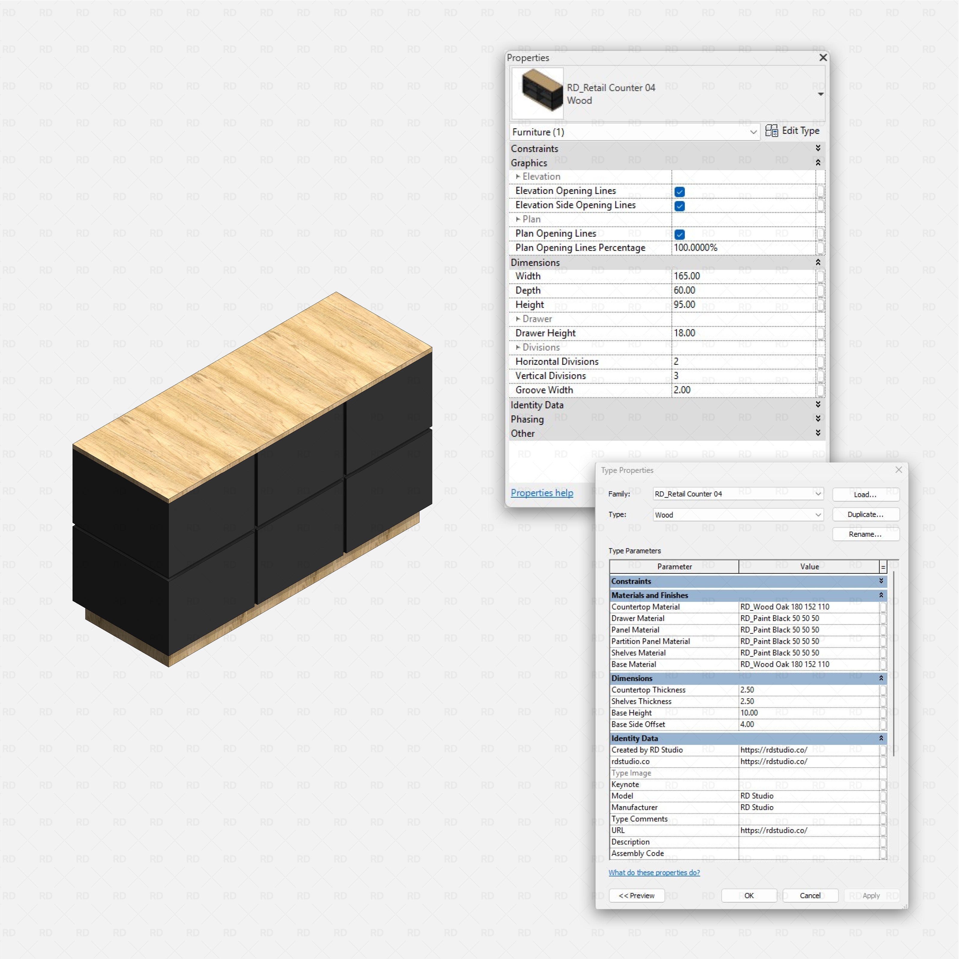 Revit Retail & Reception Counters RD Studio BIM blocks rfa retail counter