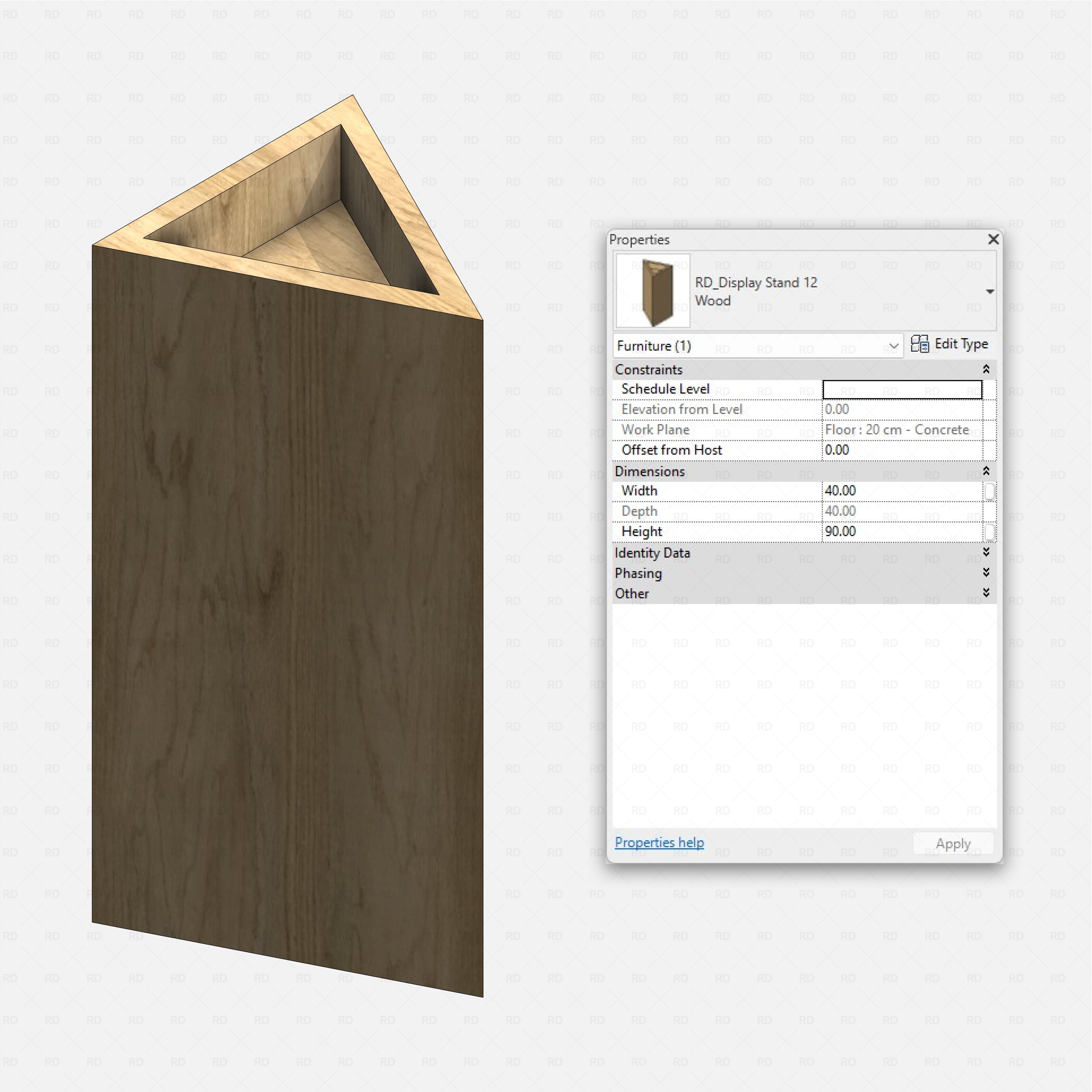 Revit Retail Furniture 01 RD Studio BIM blocks rfa realistic display stand