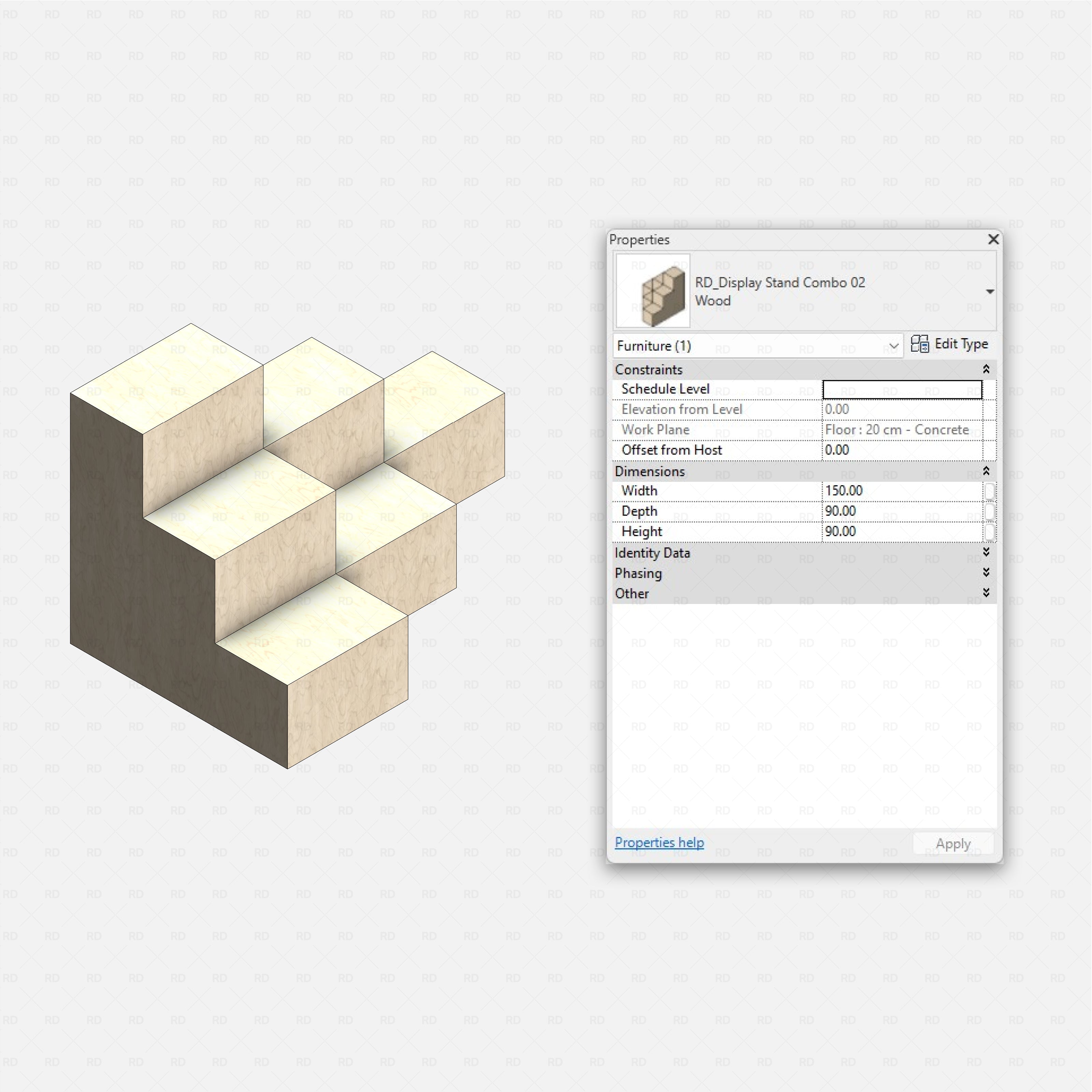Revit Retail Furniture 01 RD Studio BIM blocks rfa realistic display stand