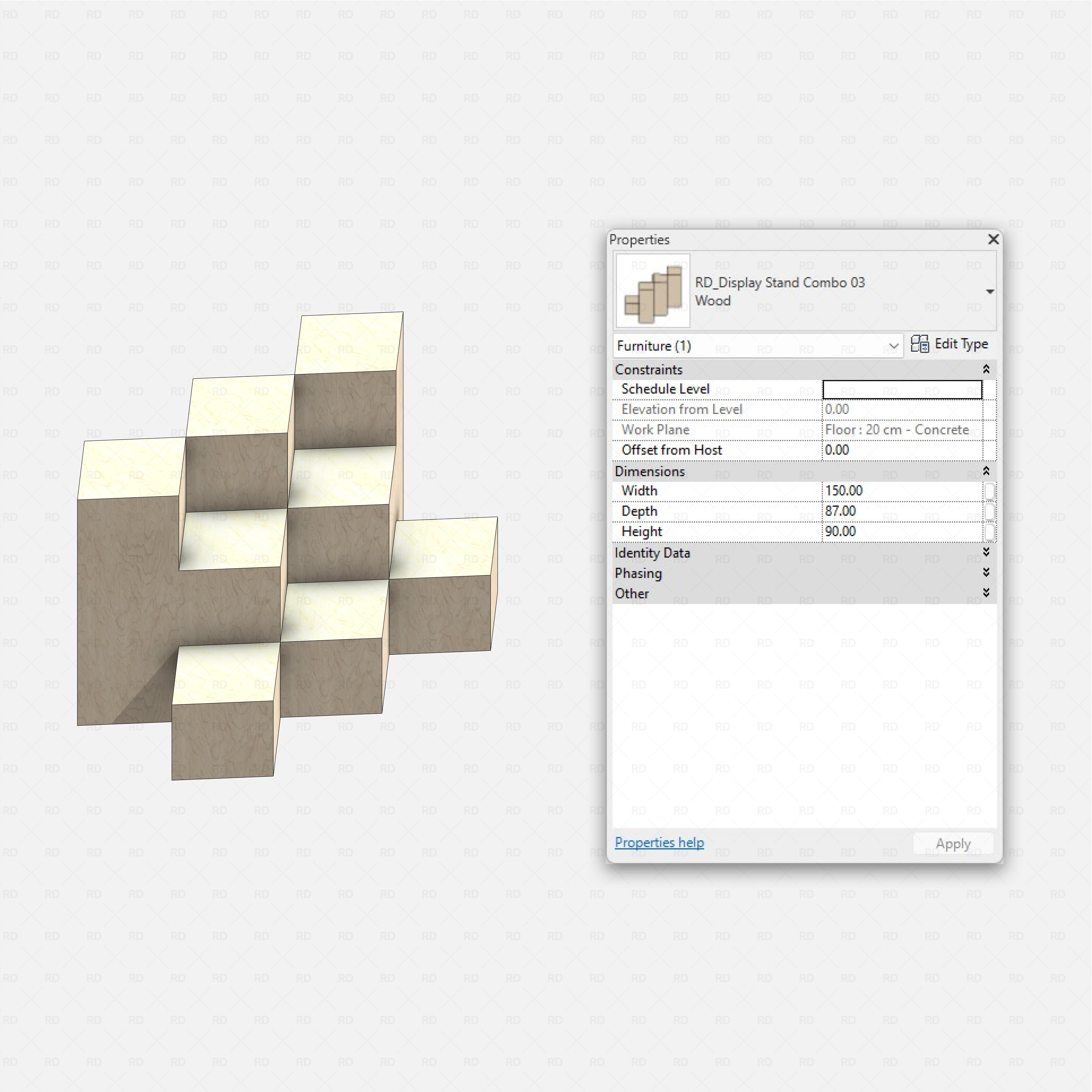 Revit Retail Furniture 01 RD Studio BIM blocks rfa realistic display stand