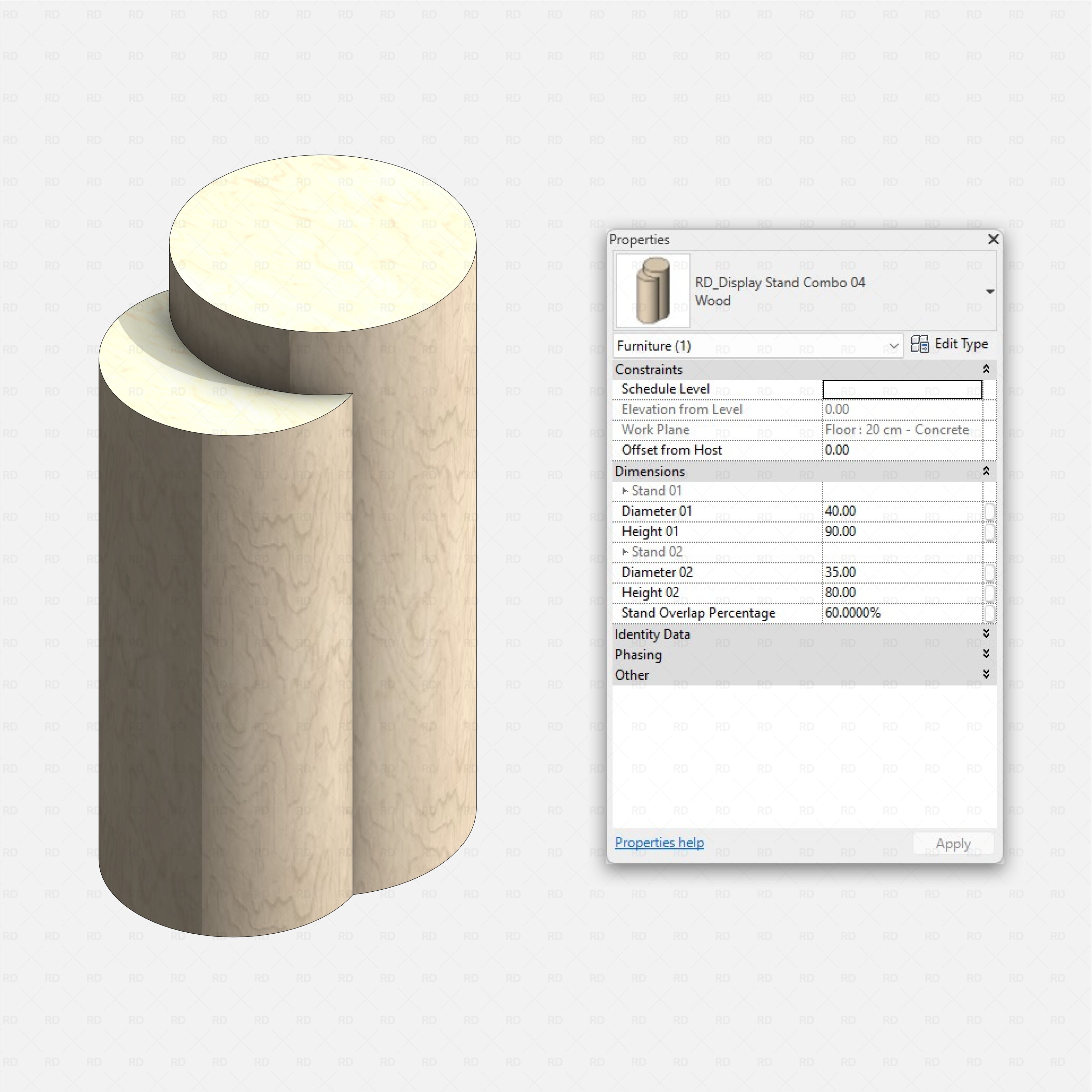 Revit Retail Furniture 01 RD Studio BIM blocks rfa realistic display stand