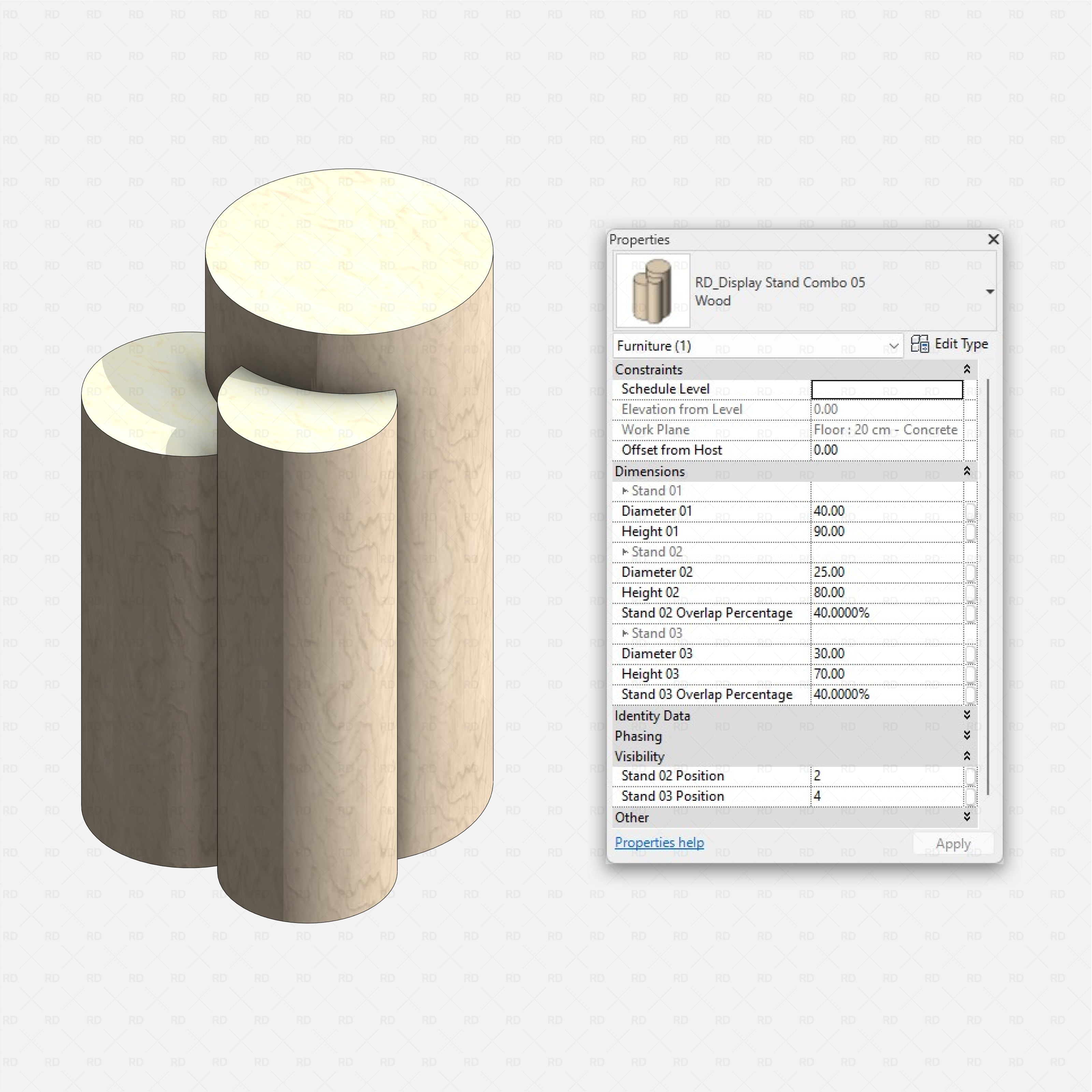 Revit Retail Furniture 01 RD Studio BIM blocks rfa realistic display stand