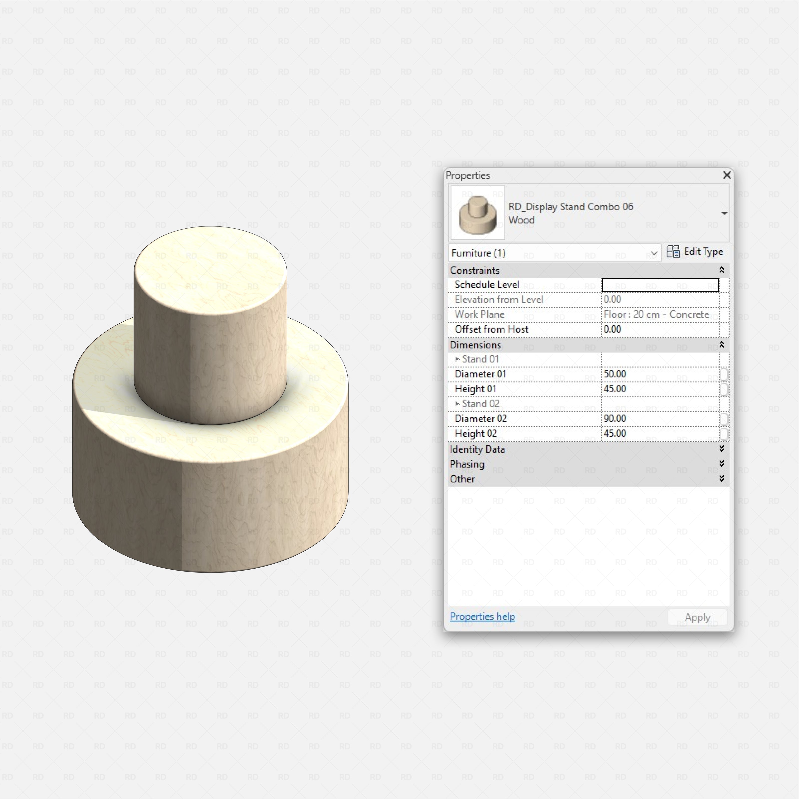 Revit Retail Furniture 01 RD Studio BIM blocks rfa realistic display stand