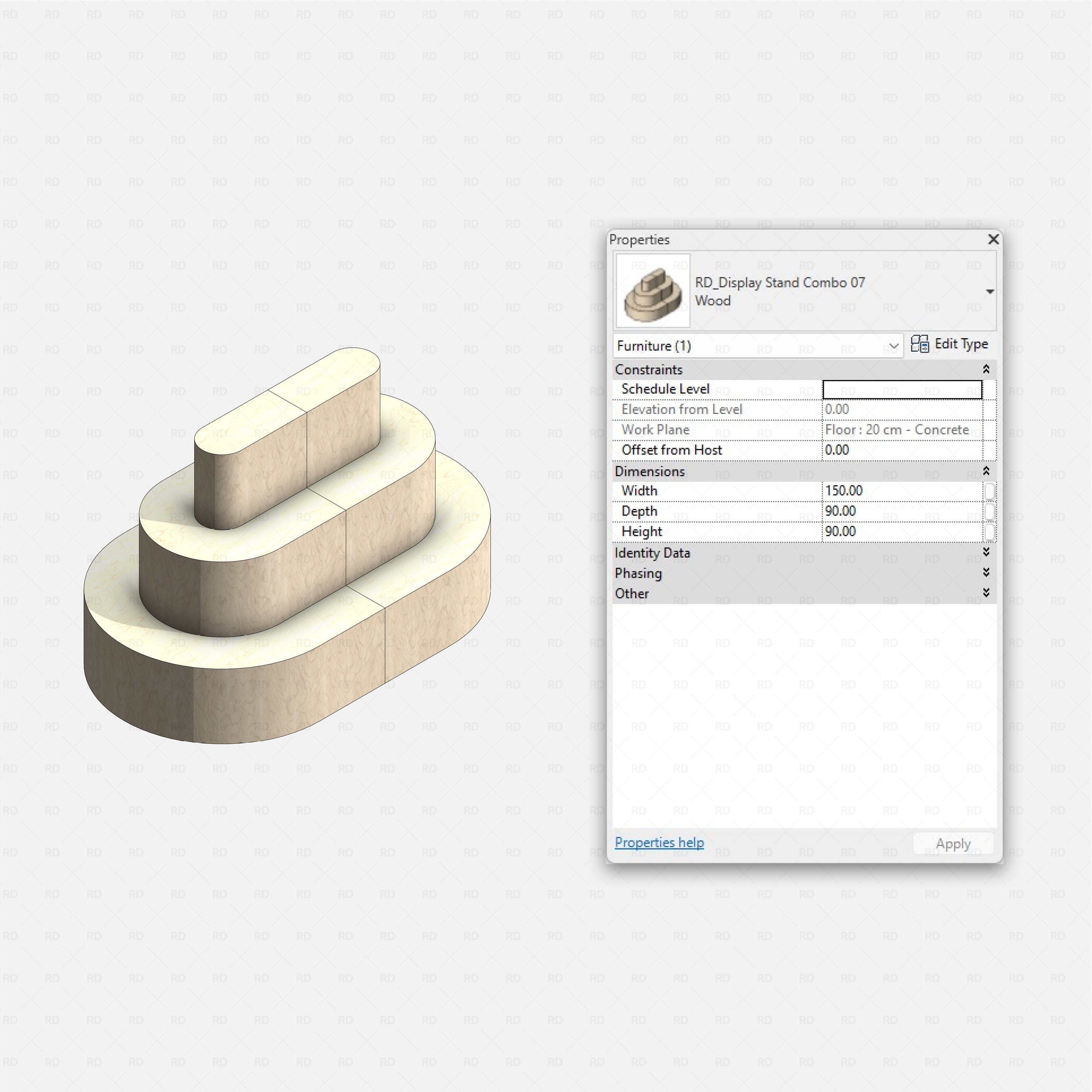 Revit Retail Furniture 01 RD Studio BIM blocks rfa realistic display stand
