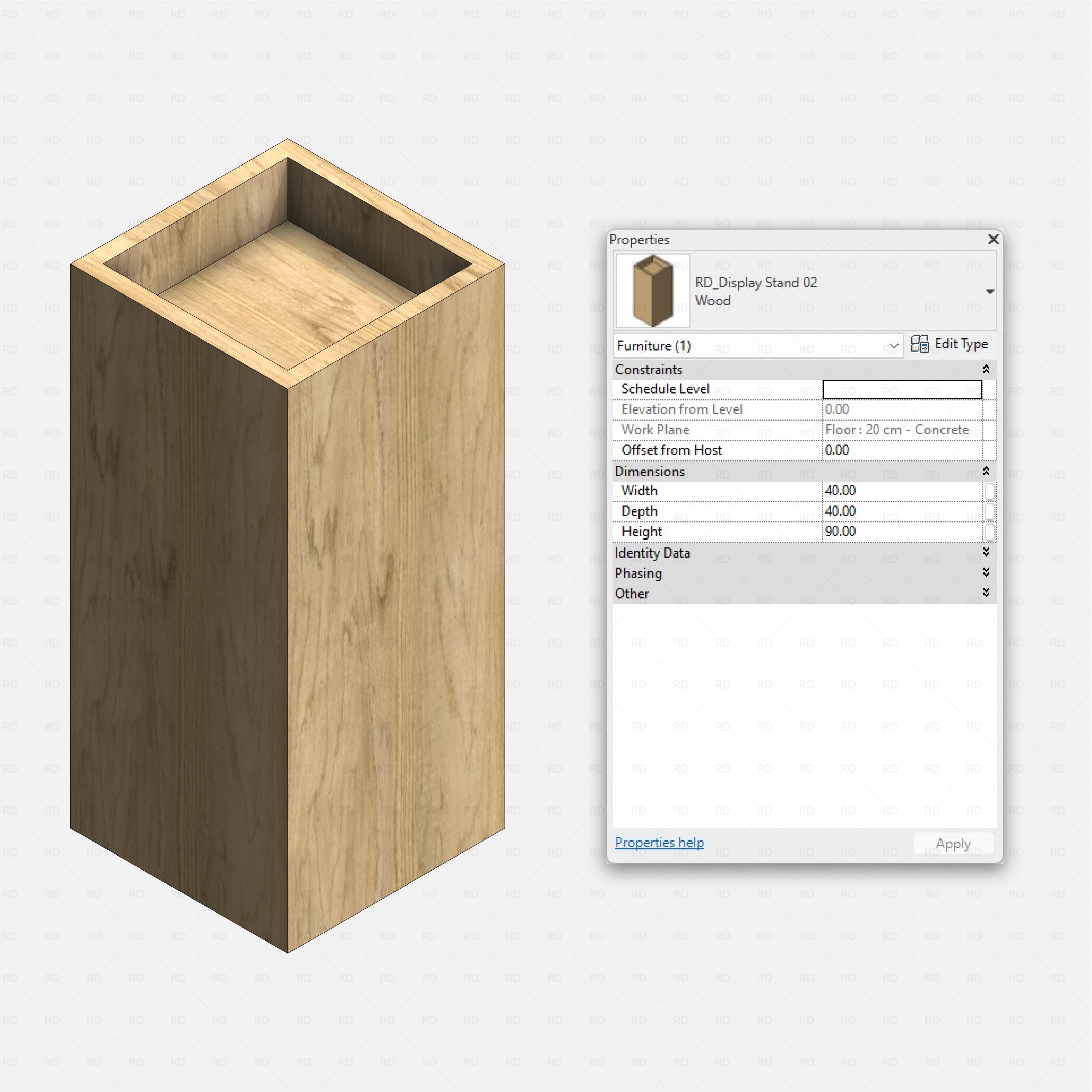 Revit Retail Furniture 01 RD Studio BIM blocks rfa realistic display stand