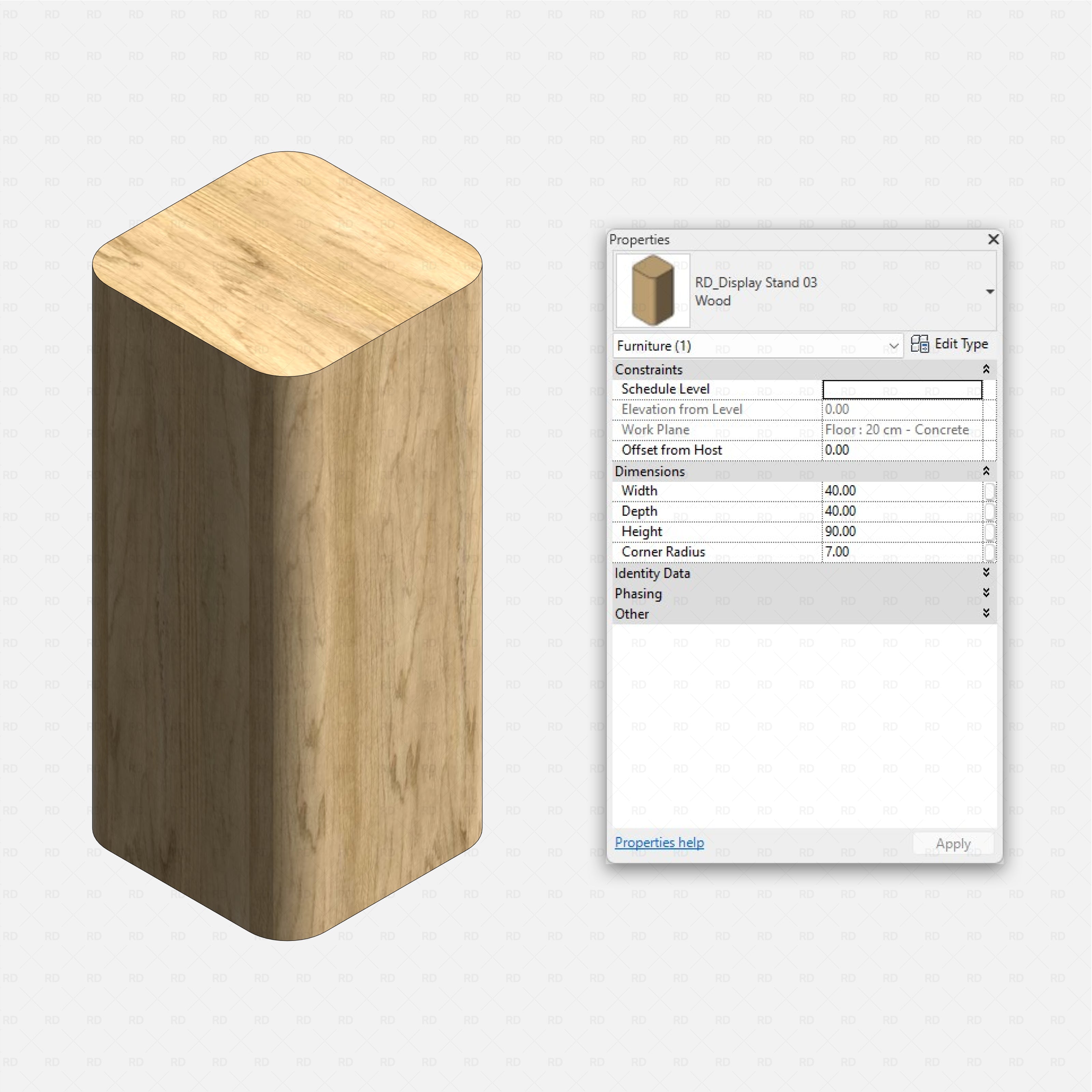 Revit Retail Furniture 01 RD Studio BIM blocks rfa realistic display stand