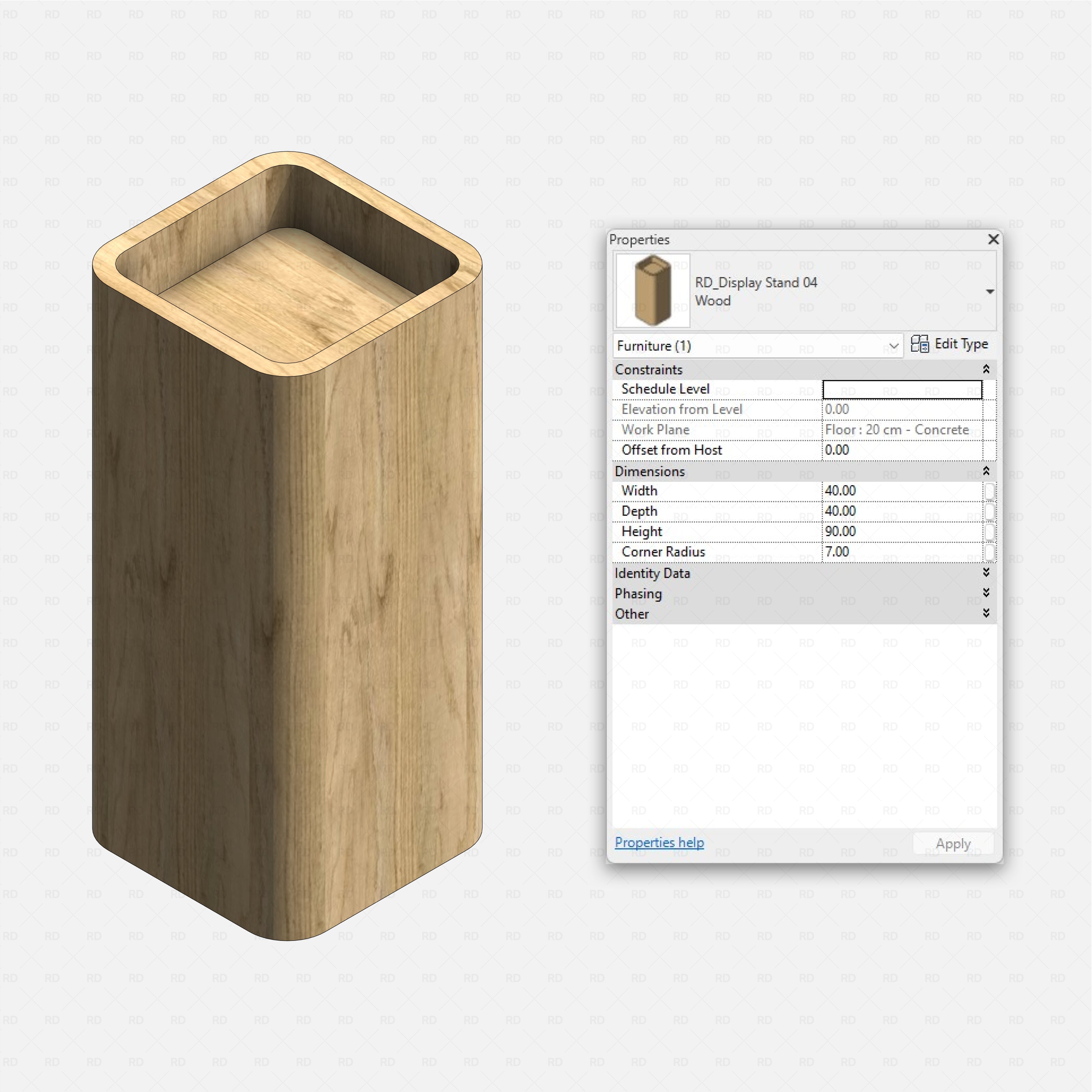 Revit Retail Furniture 01 RD Studio BIM blocks rfa realistic display stand