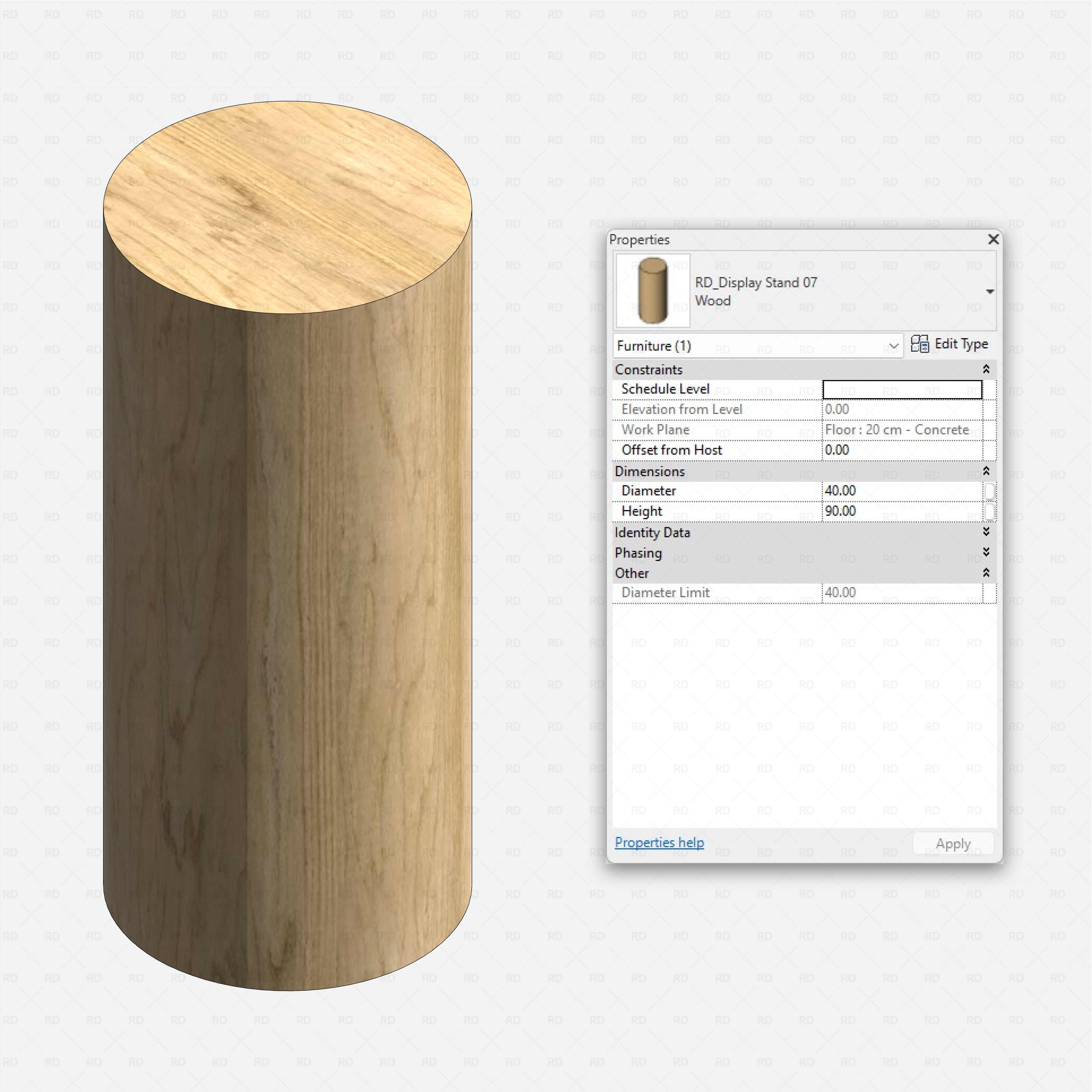Revit Retail Furniture 01 RD Studio BIM blocks rfa realistic display stand