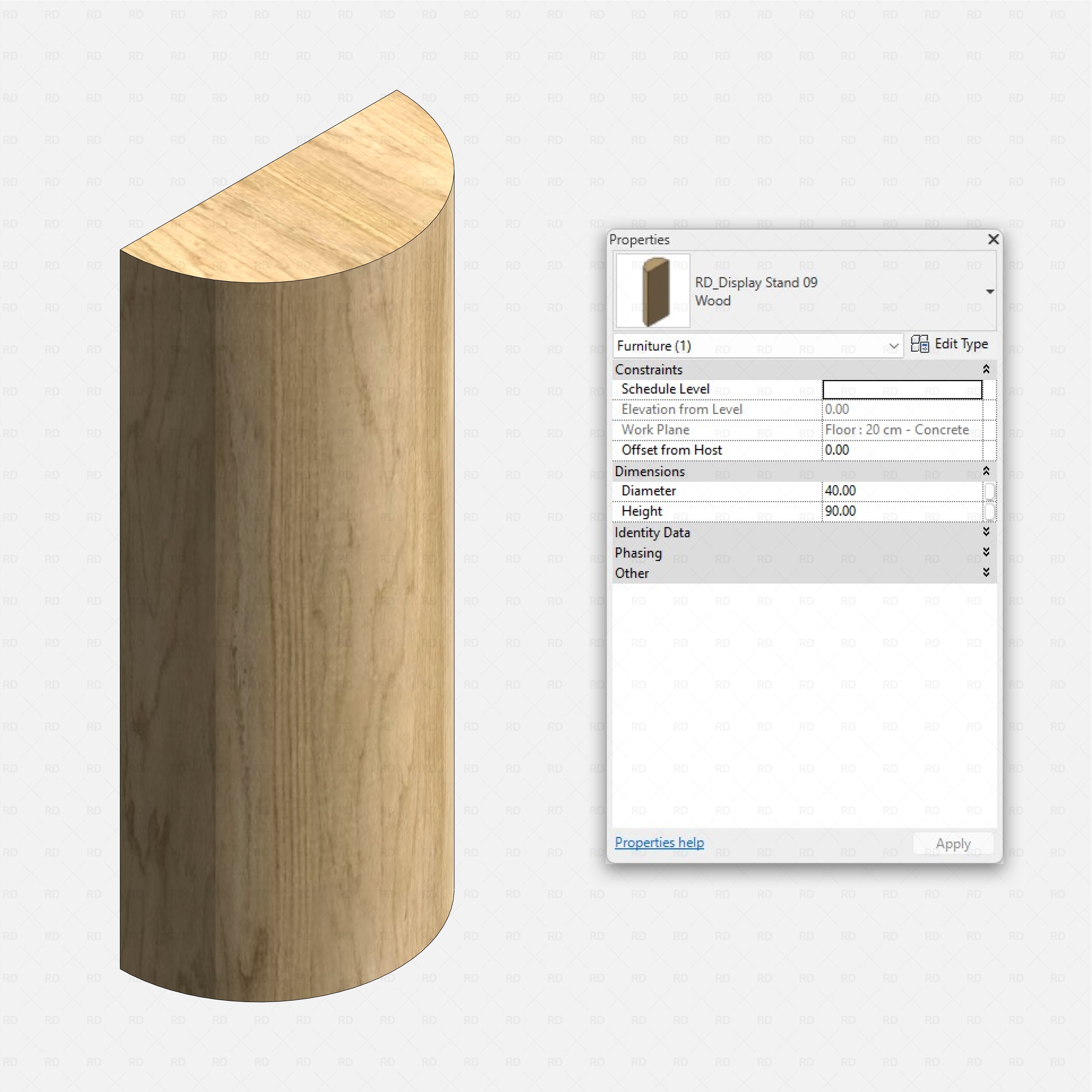 Revit Retail Furniture 01 RD Studio BIM blocks rfa realistic half circle display stand