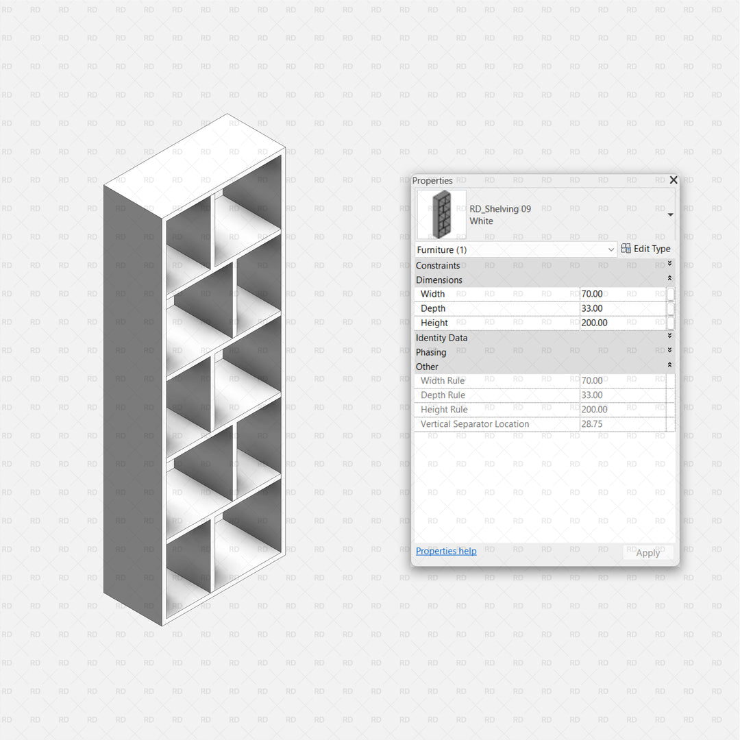 Small Revit Storage Racks Revit Shelving System 02 – 9 Parametric Shelf Families | RD Studio