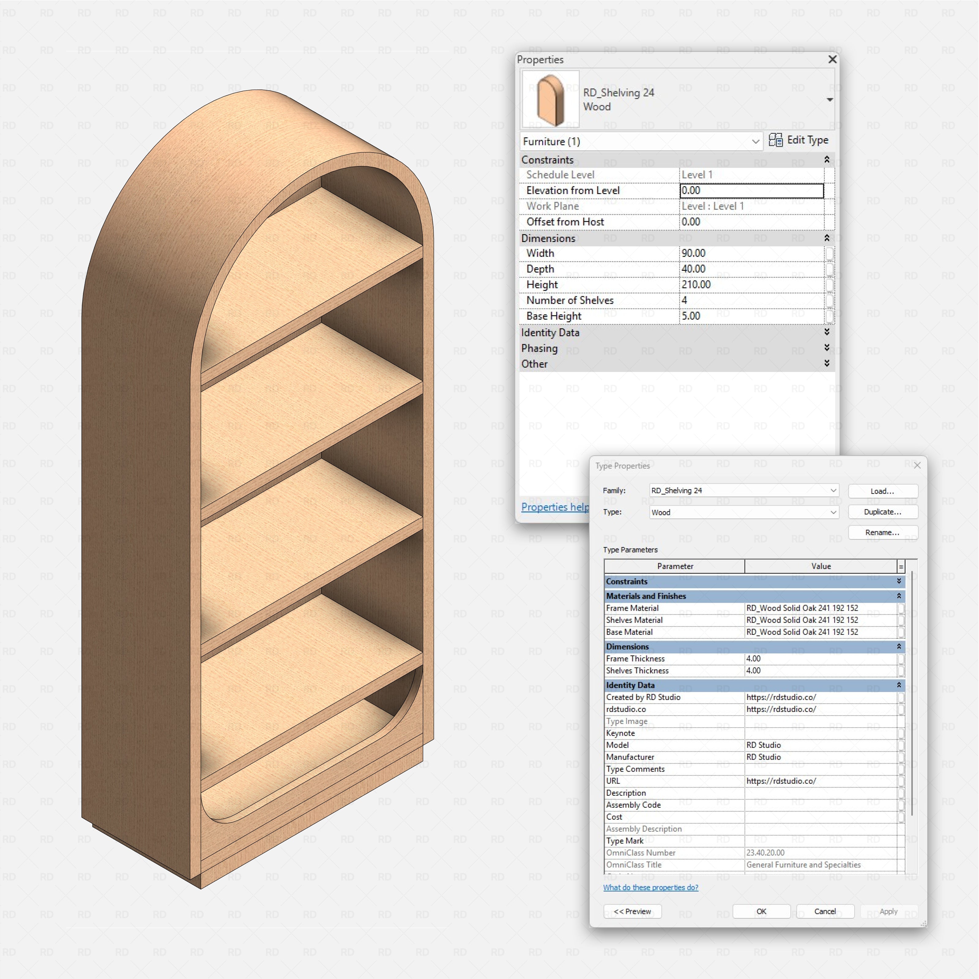 Revit Shelving Collection 03 RD Studio BIM blocks rfa arc shelf