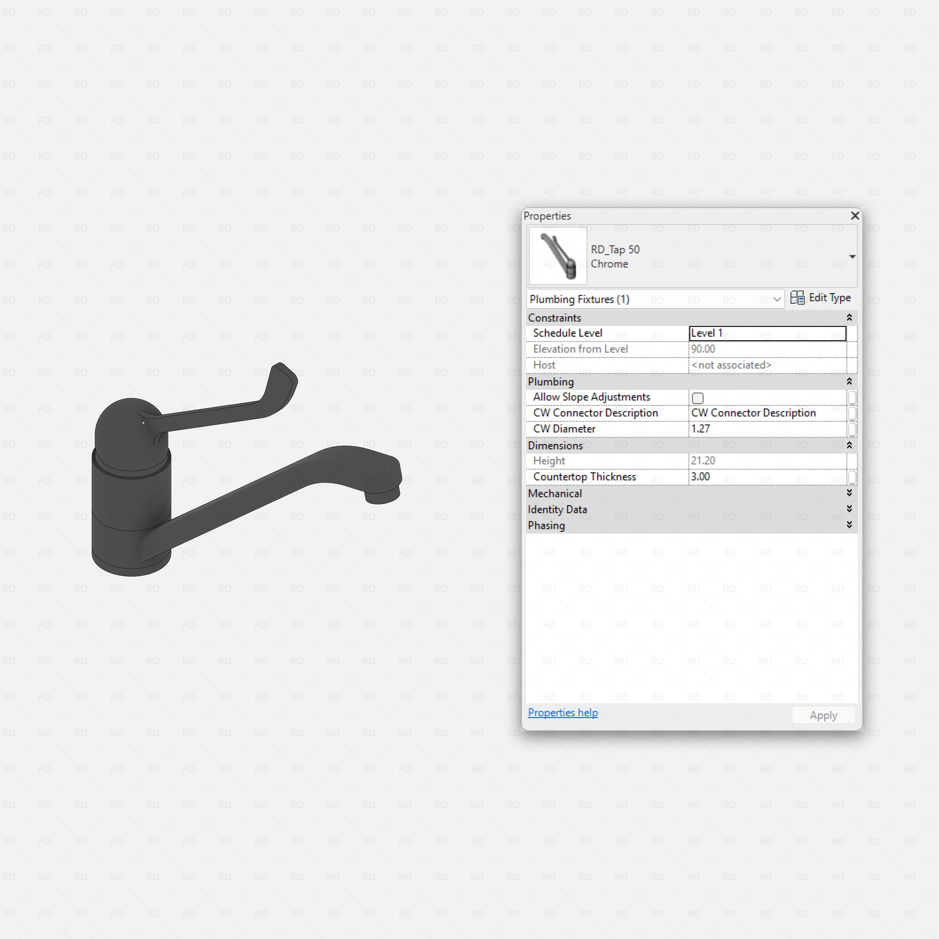 revit taps pro pack RD Studio BIM blocks rfa single lever medical style sink mixer tap Revit block