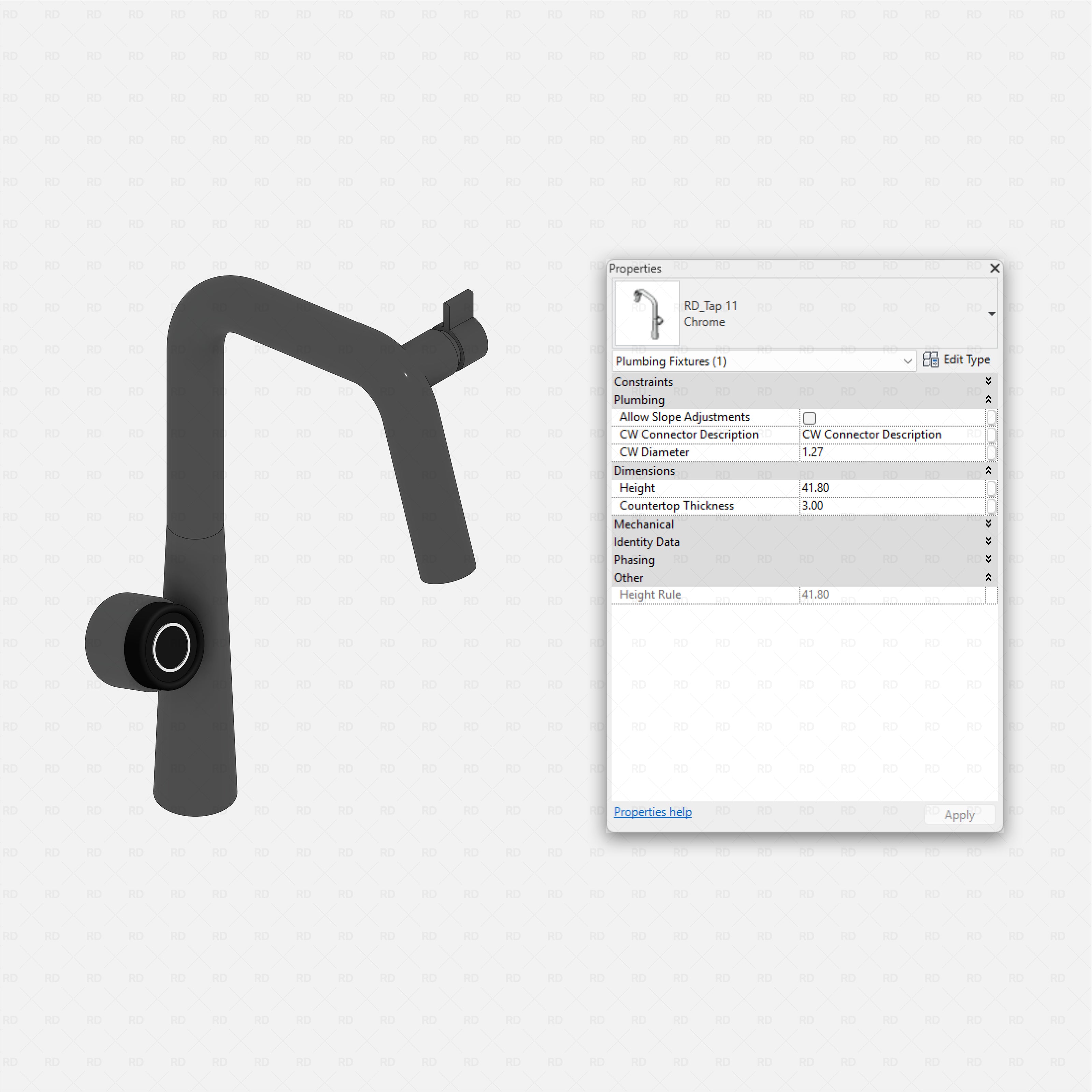 revit taps starter pack RD Studio BIM blocks rfa sculpted single-hole mixer tap family