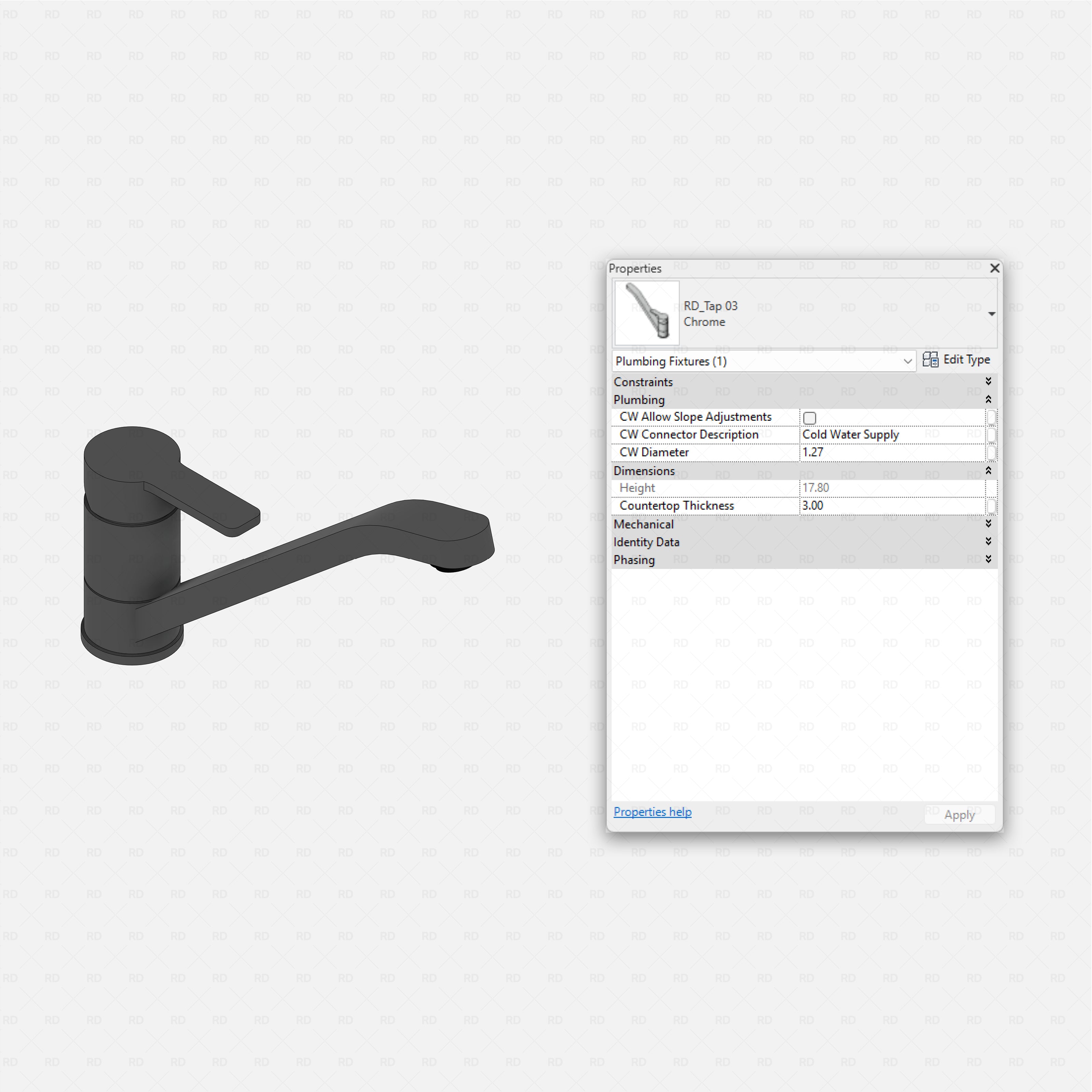 revit taps starter pack RD Studio BIM blocks rfa shaded starter pack on concrete base