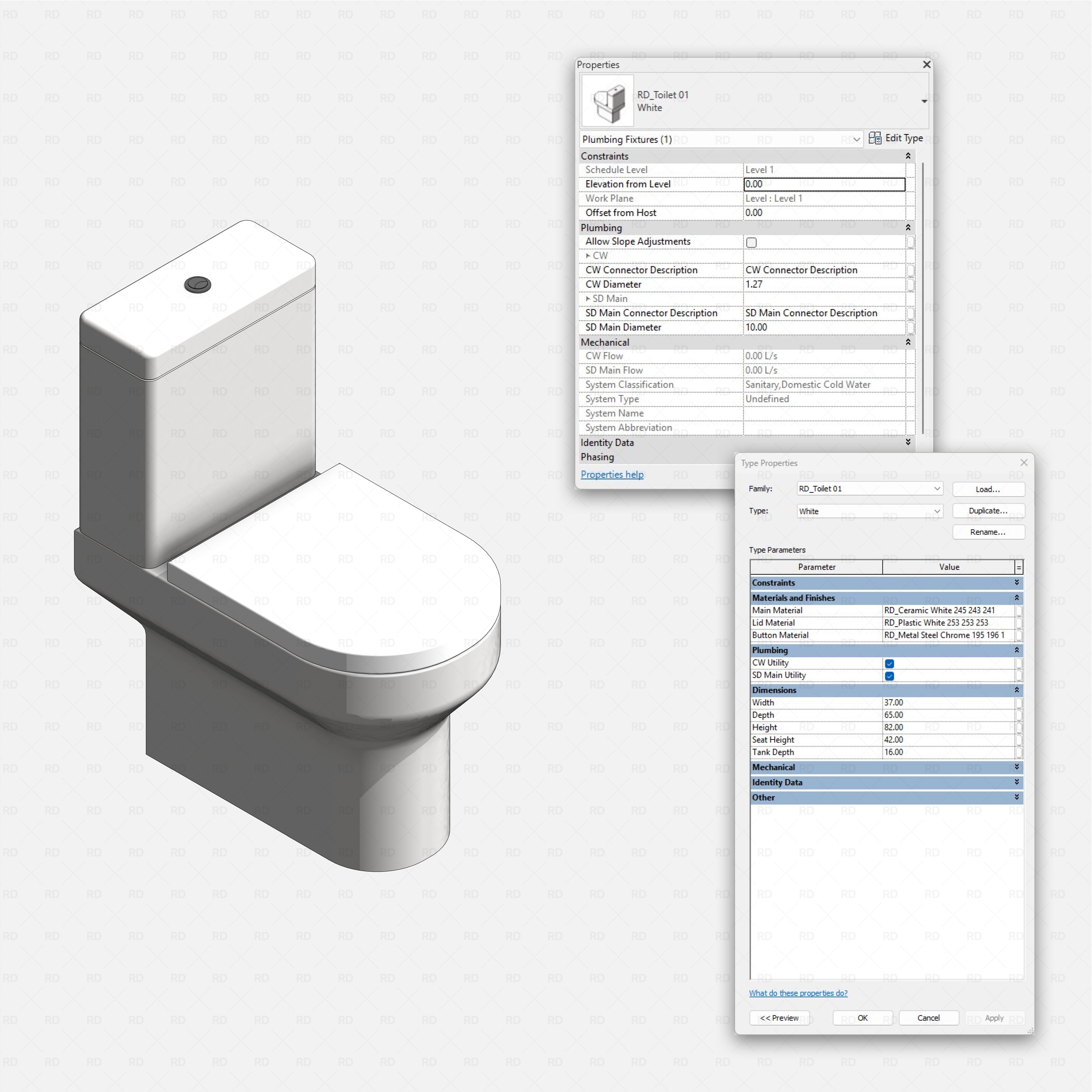 Revit toilets and bidets Pack RD Studio BIM blocks rfa realistic toilet