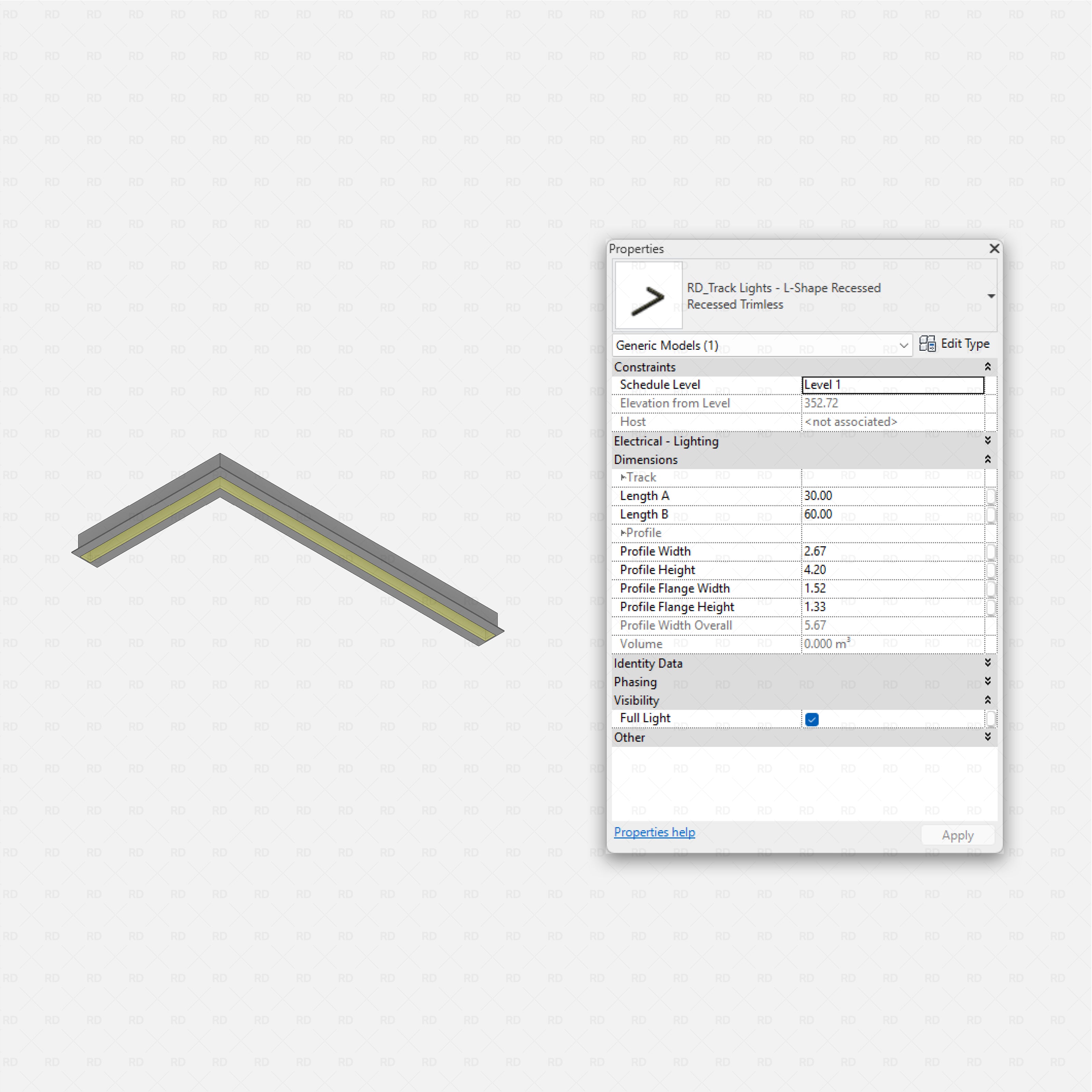 Revit Track Lights System - Ultimate Pack RD Studio BIM blocks rfa L shaped recessed linear track light trimless profile