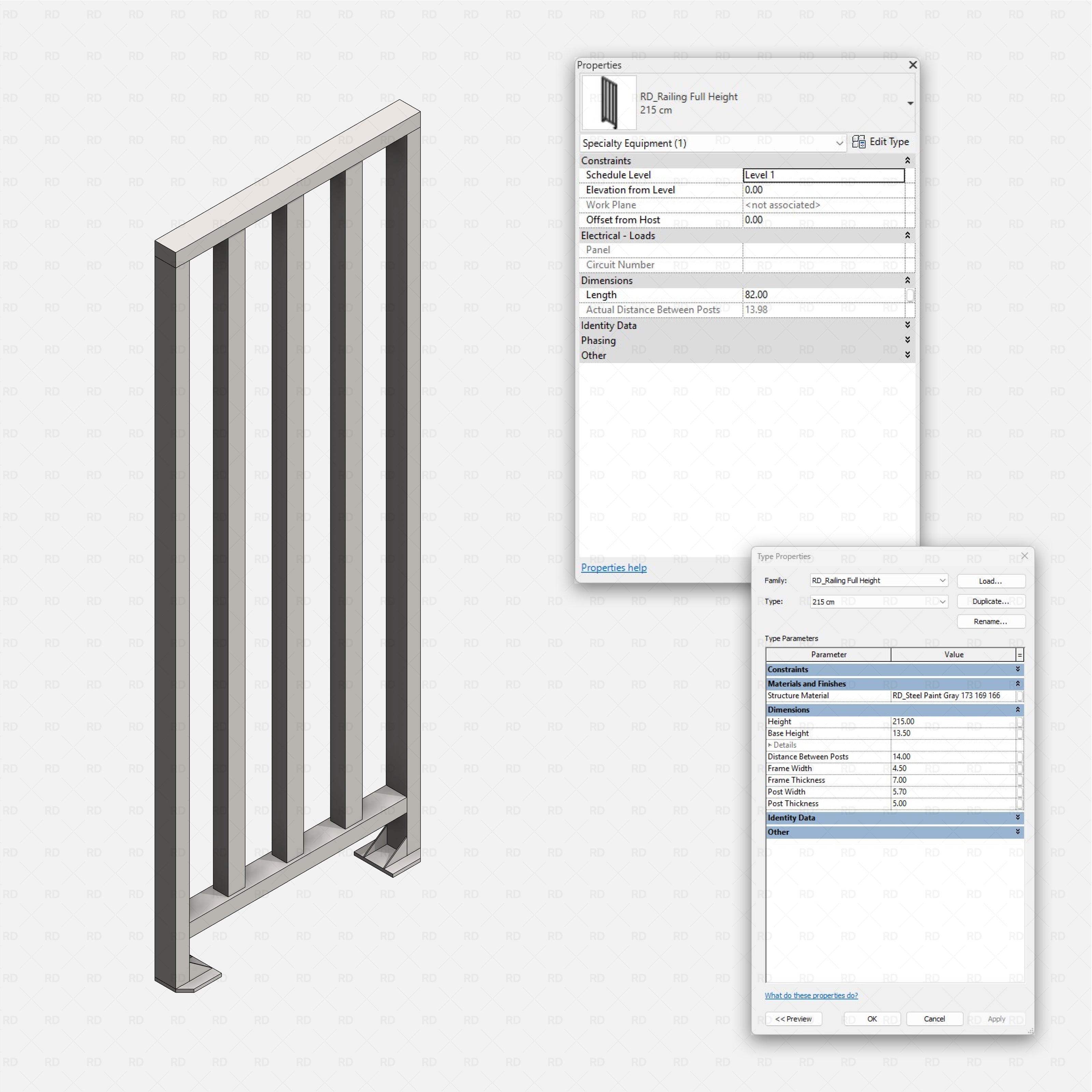 Revit Turnstile full height Gates RD Studio BIM blocks rfa railing full height
