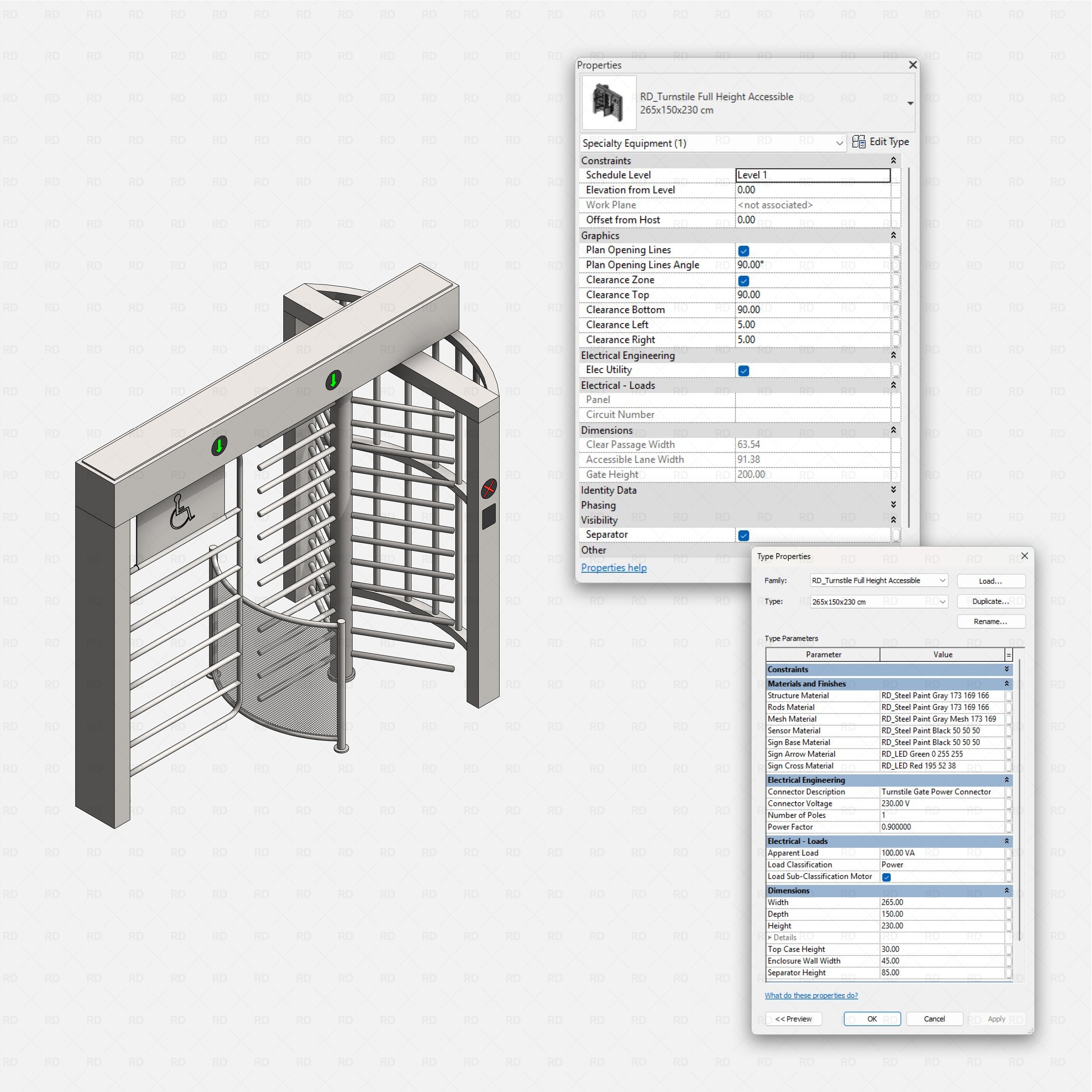Revit Turnstile full height Gates RD Studio BIM blocks rfa turnstile full height accessible