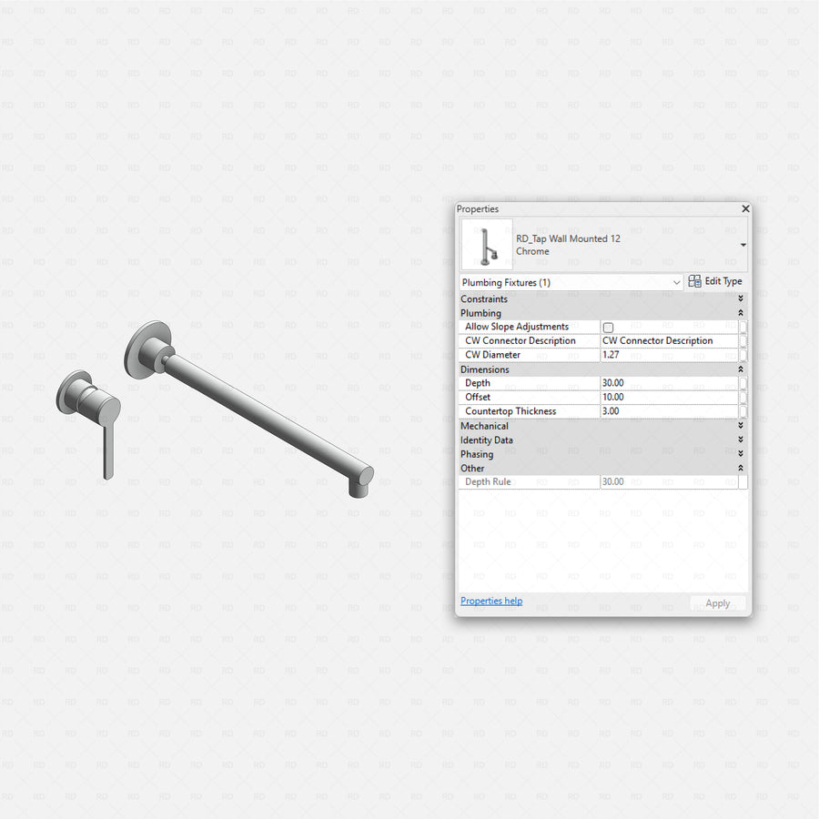 Water Tap Rvt Revit Wall-Mounted Taps Families | RD Studio