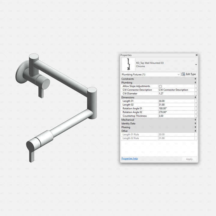 Water Tap Rvt Revit Wall-Mounted Taps Families | RD Studio