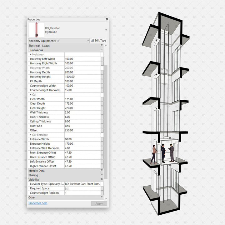 Revit Elevator Front Rear Download Revit Elevator and Elevator Door Families | RD Studio