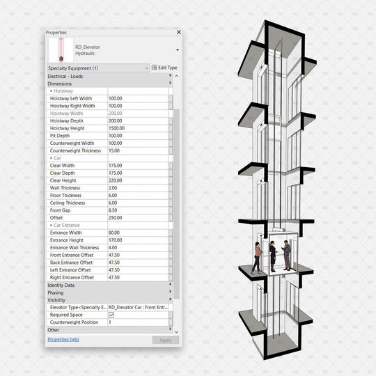 Revit Elevator Front Rear Download Revit Elevator and Elevator Door Families | RD Studio