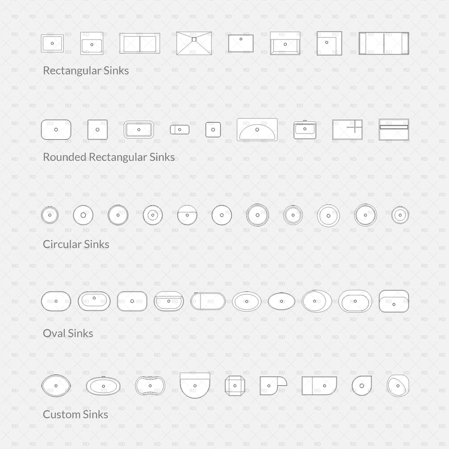 47 Countertop Bathroom Sink Revit Families (.RFA) | Parametric