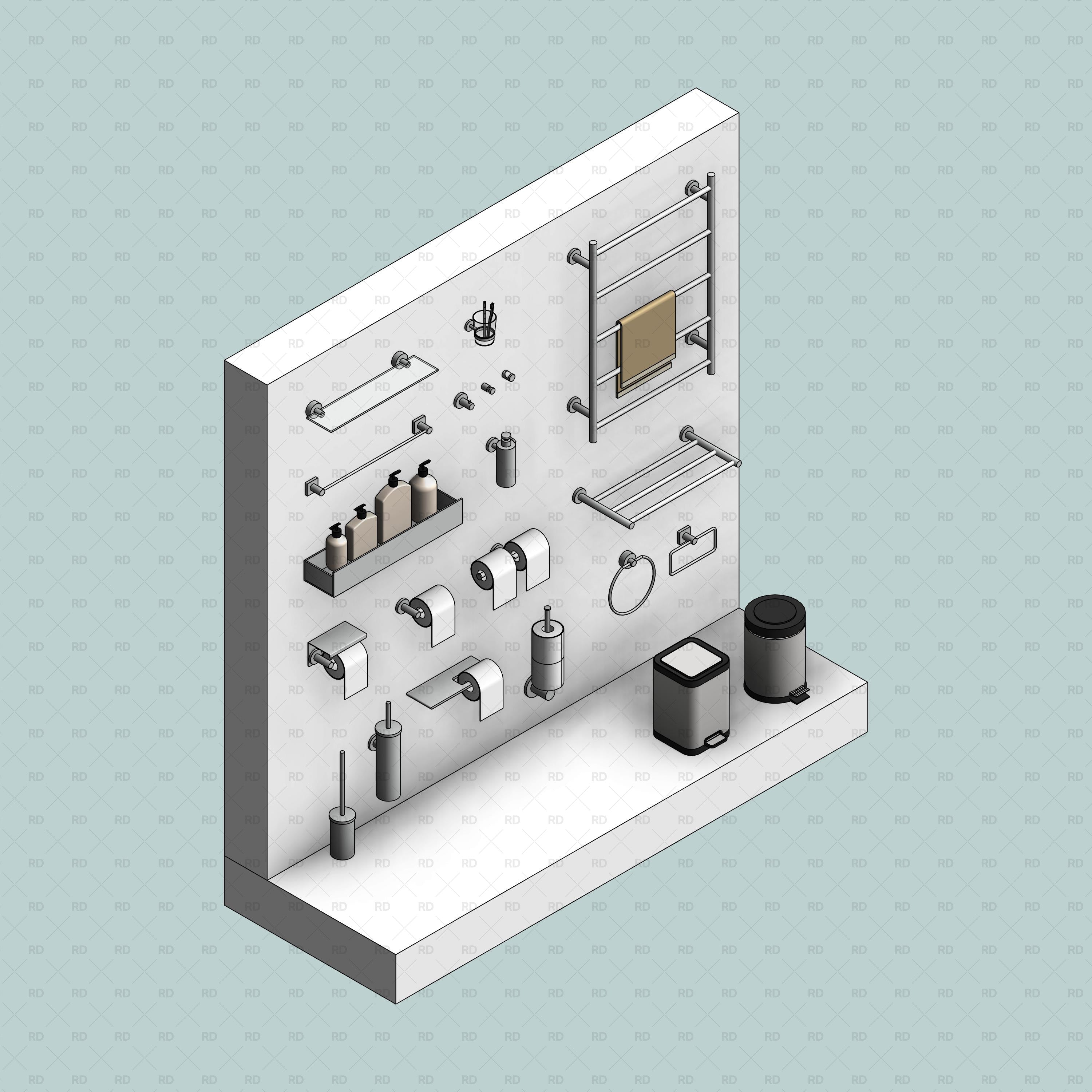 revit bathroom accessories families