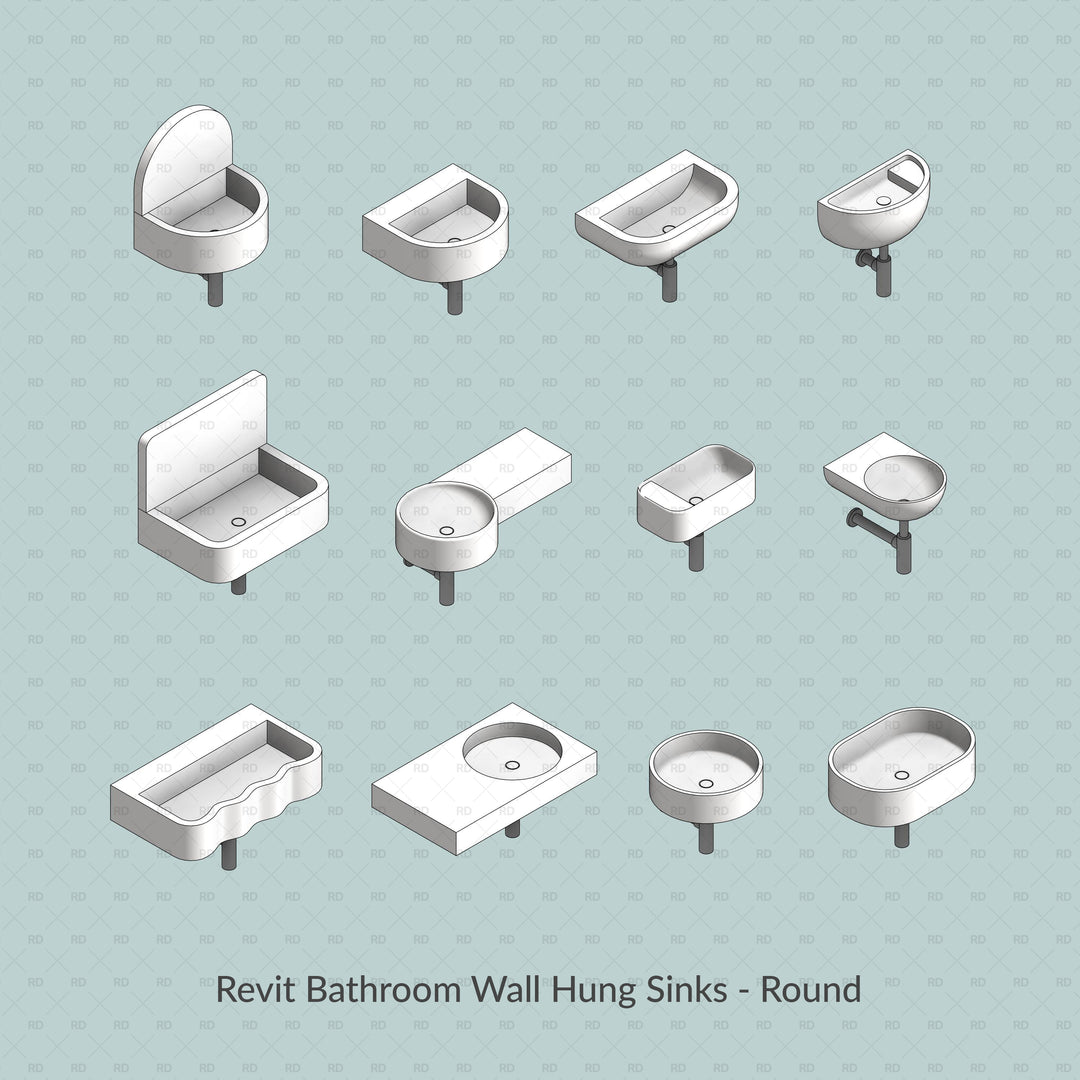 Bathroom Rvt File Wall Mounted & Corner Bathroom Sink Revit Families | Parametric