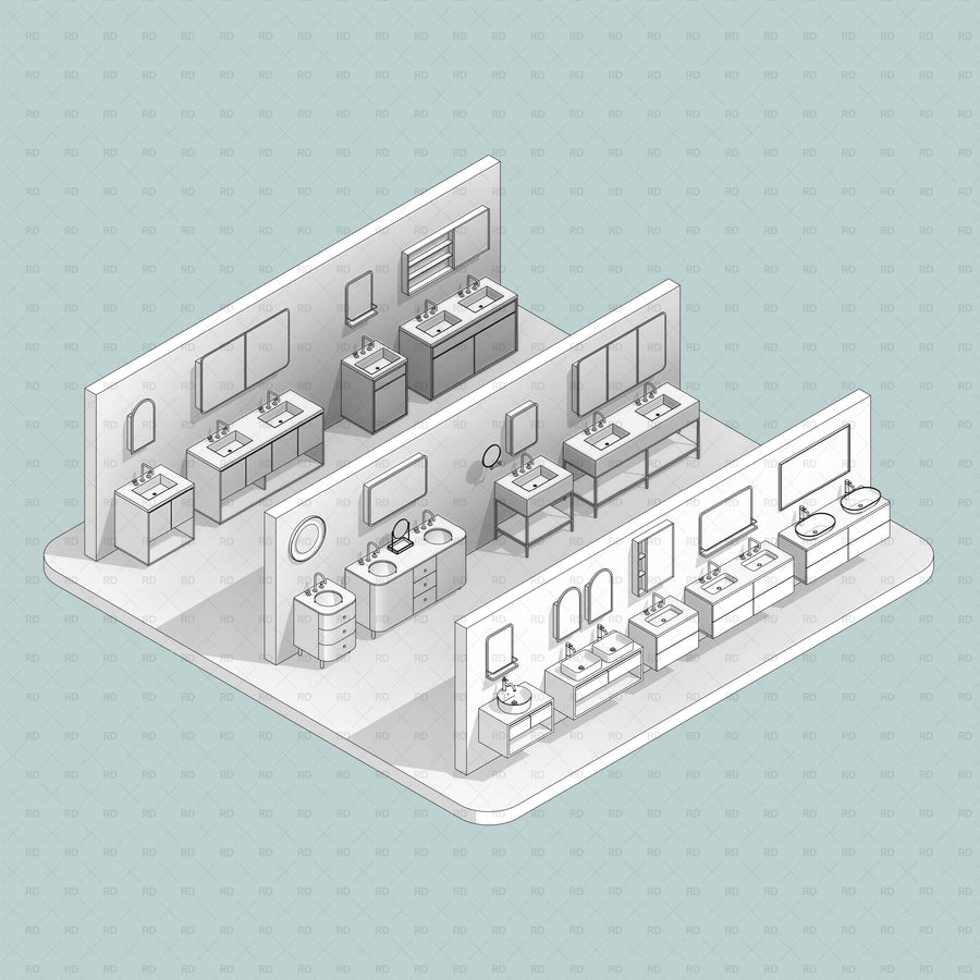 Bathroom Rvt File Download Bathroom Vanities Revit Revit Families | RD Studio
