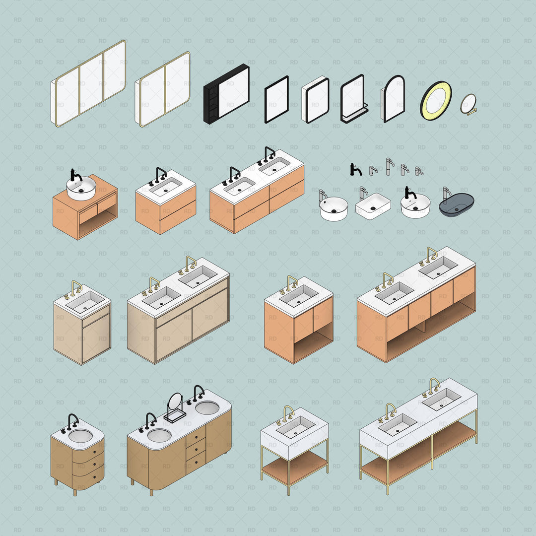 Bathroom Rvt File Download Bathroom Vanities Revit Revit Families | RD Studio