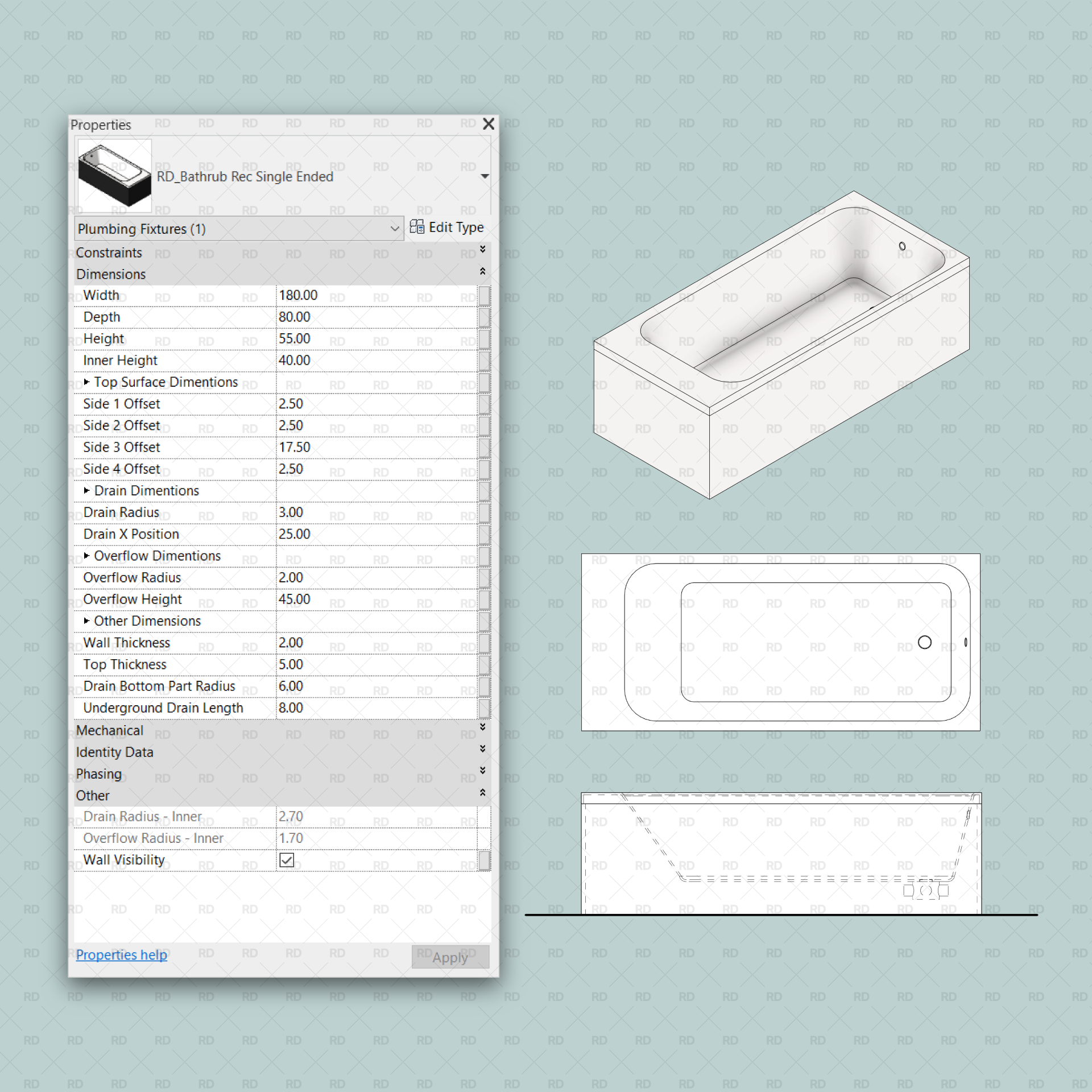 revit bathtub family