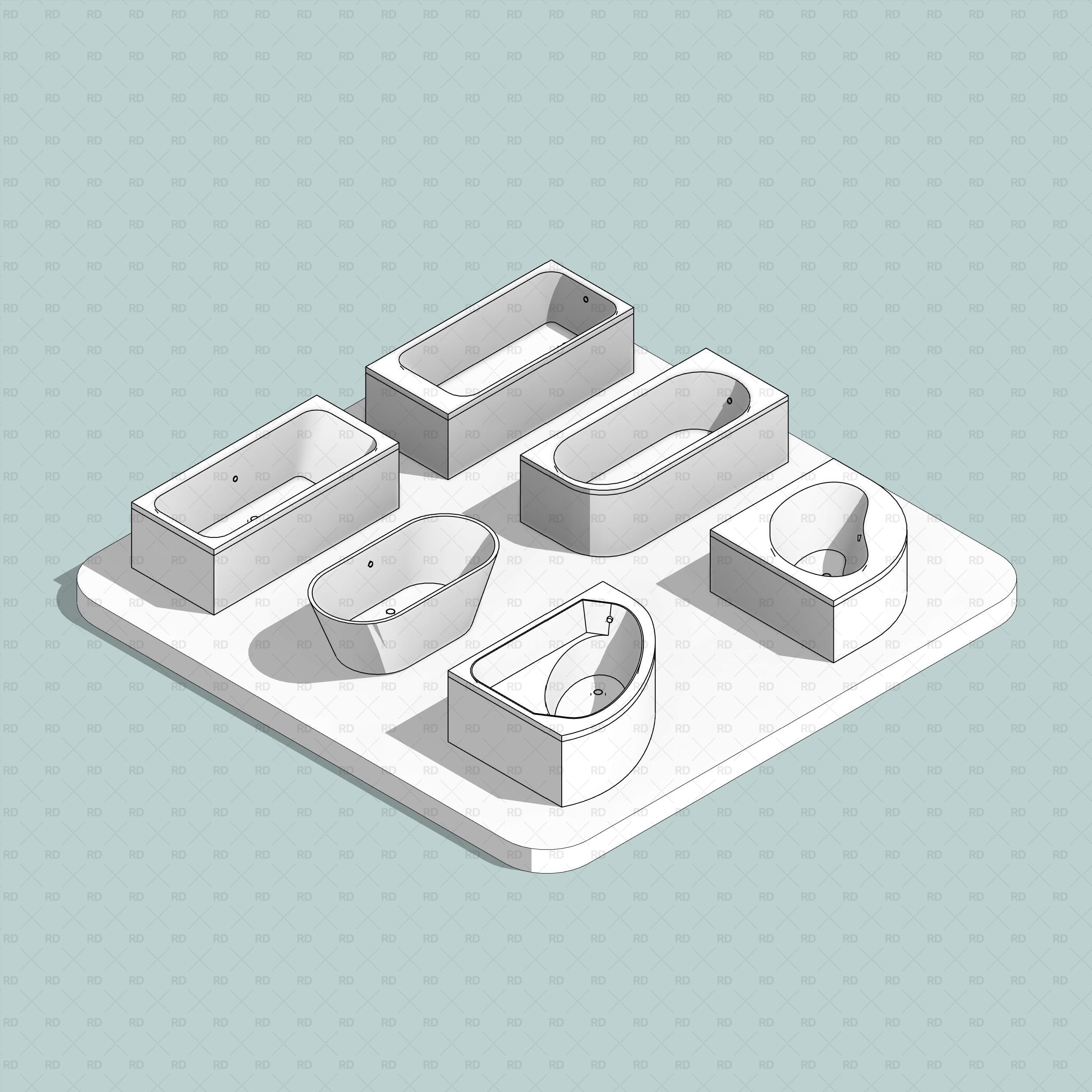 Revit Parametric Bathtub families