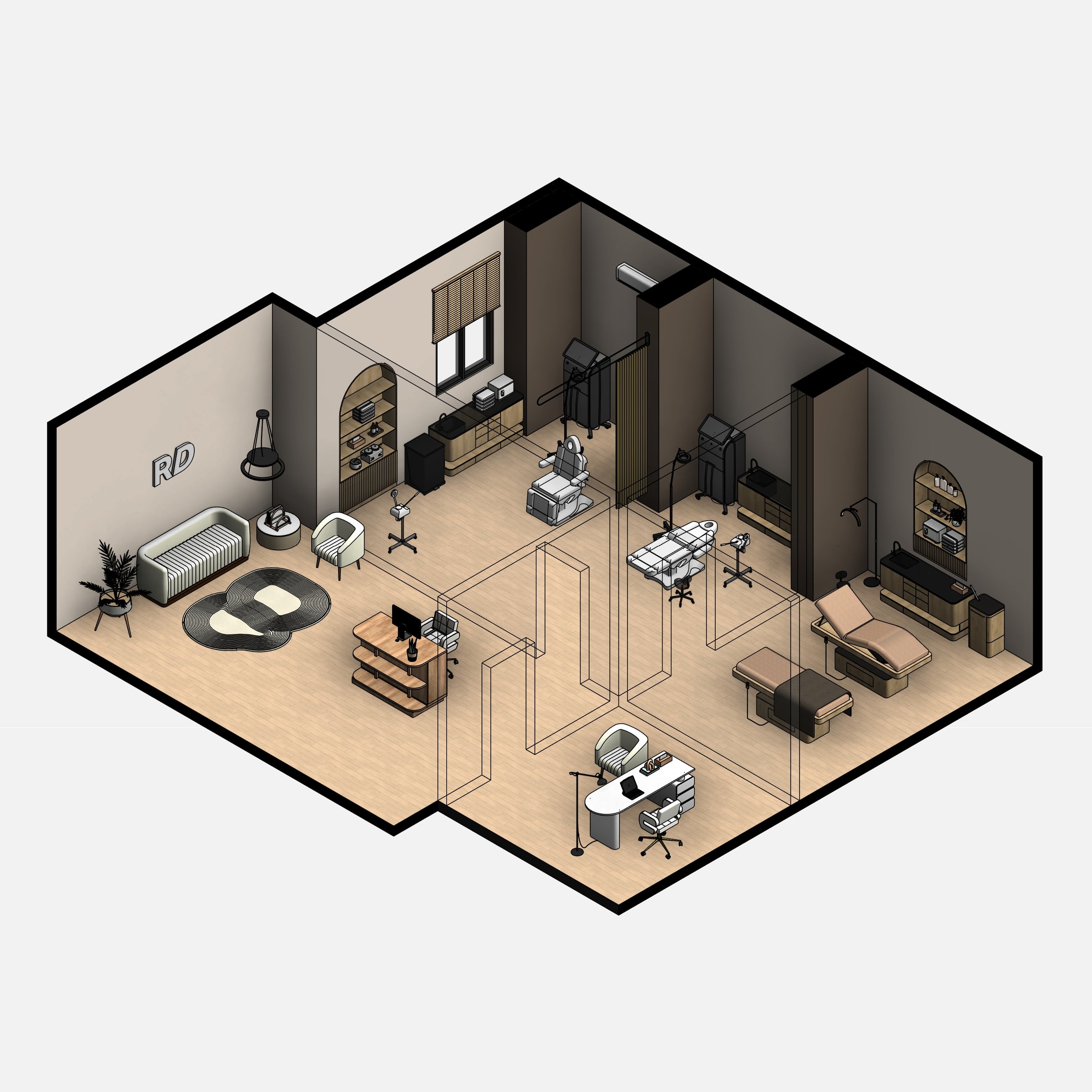 Revit skin care salon Pack RD Studio BIM blocks rfa skin care salon interior design