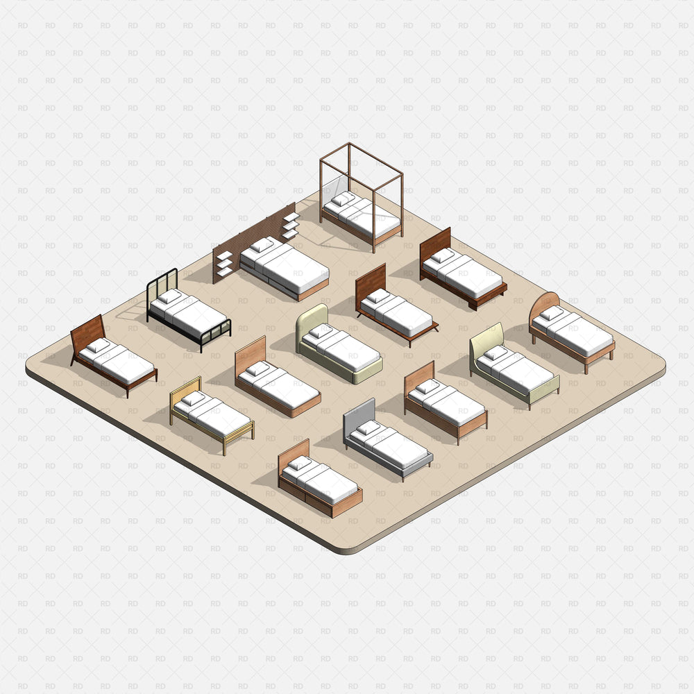 Smart Revit Bed Families | King, Queen, & Single Bed Frames