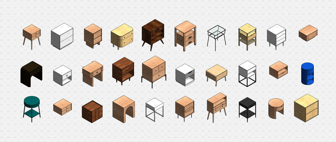 Revit Nightstands & Bedside Table Families | Parametric Pack