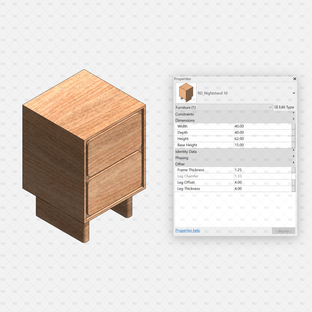 Revit Nightstands & Bedside Table Families | Parametric Pack