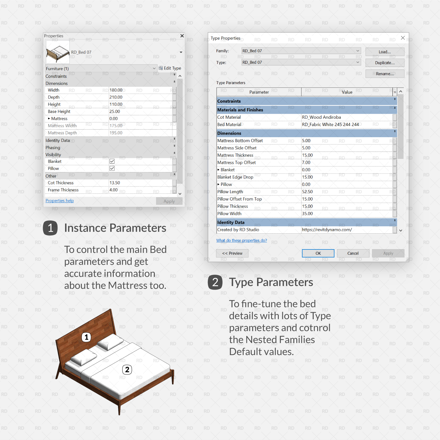 revit bed parametric family