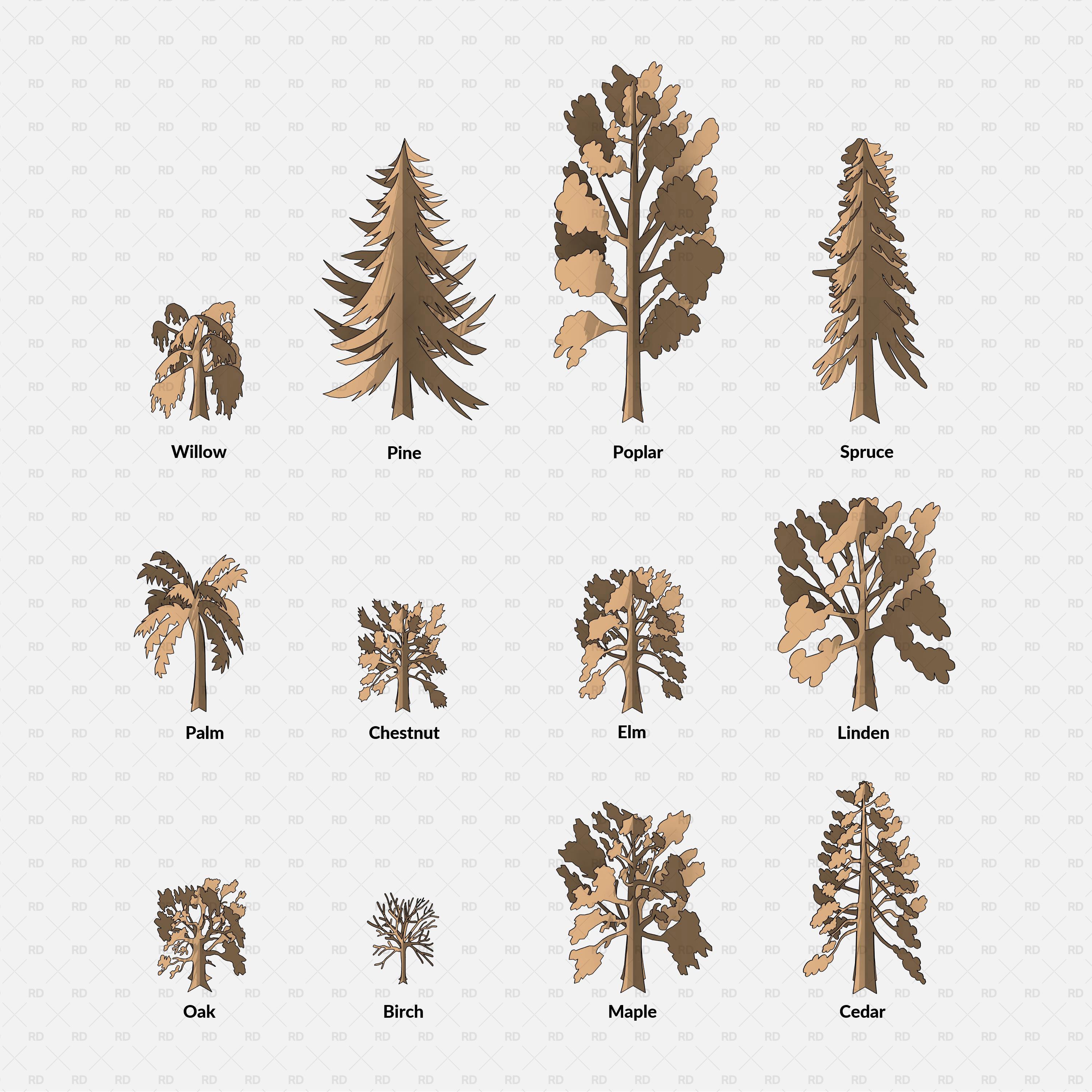 revit cardboard trees