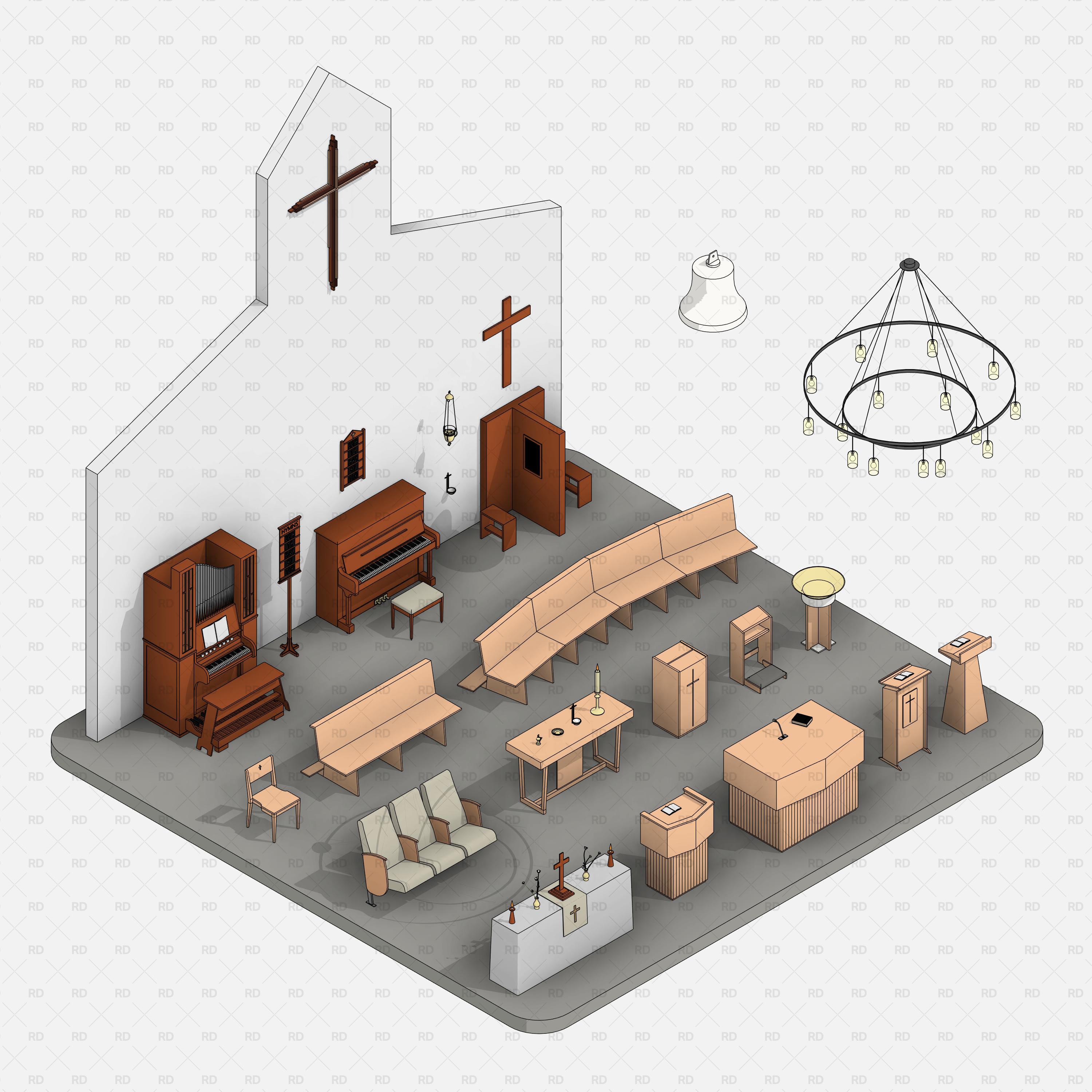 revit church furniture families