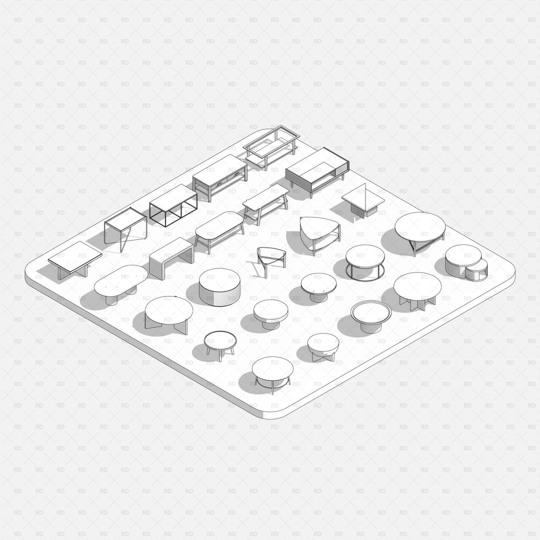 Download Parametric Coffee Table Revit Families | RD Studio