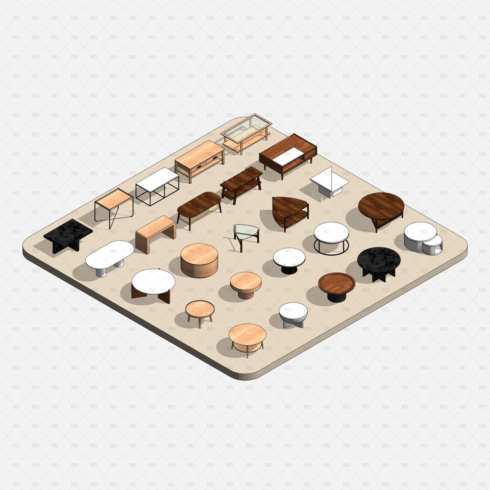 Download Parametric Coffee Table Revit Families | RD Studio