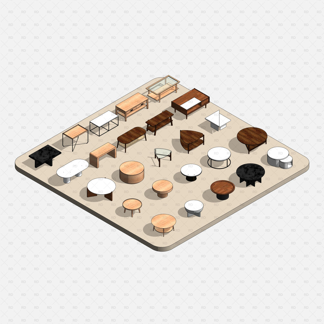 Download Parametric Coffee Table Revit Families | RD Studio