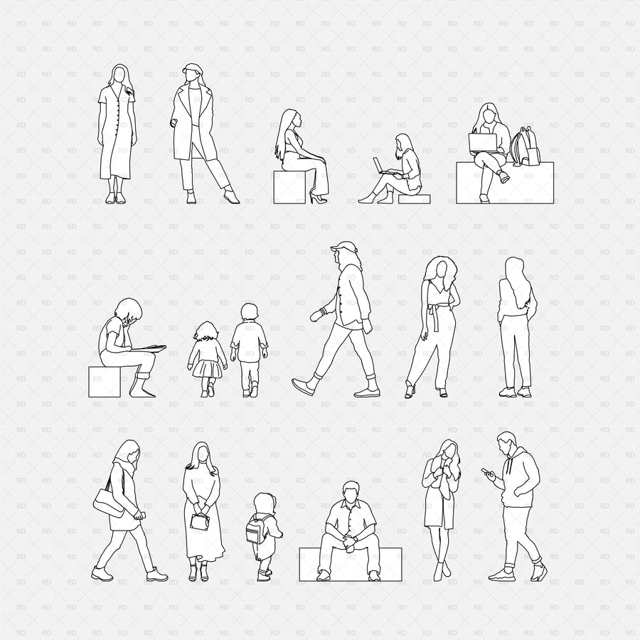 Revit 2D People | 16 Human Scales | RD Studio