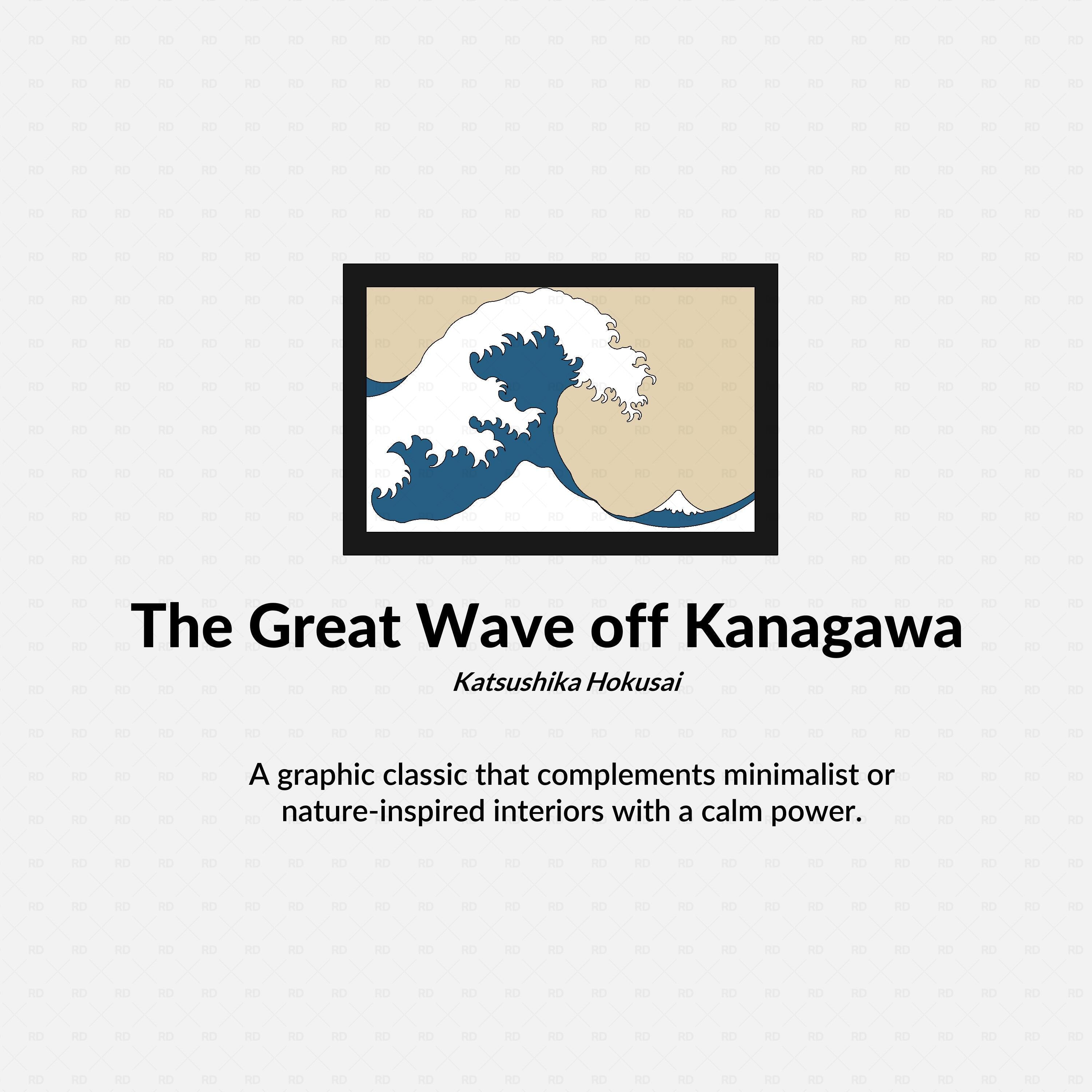Revit family of Katsushika Hokusai’s painting “The Great Wave off Kanagawa” – framed artwork BIM block for interior design, galleries, and cultural spaces by RD Studio.