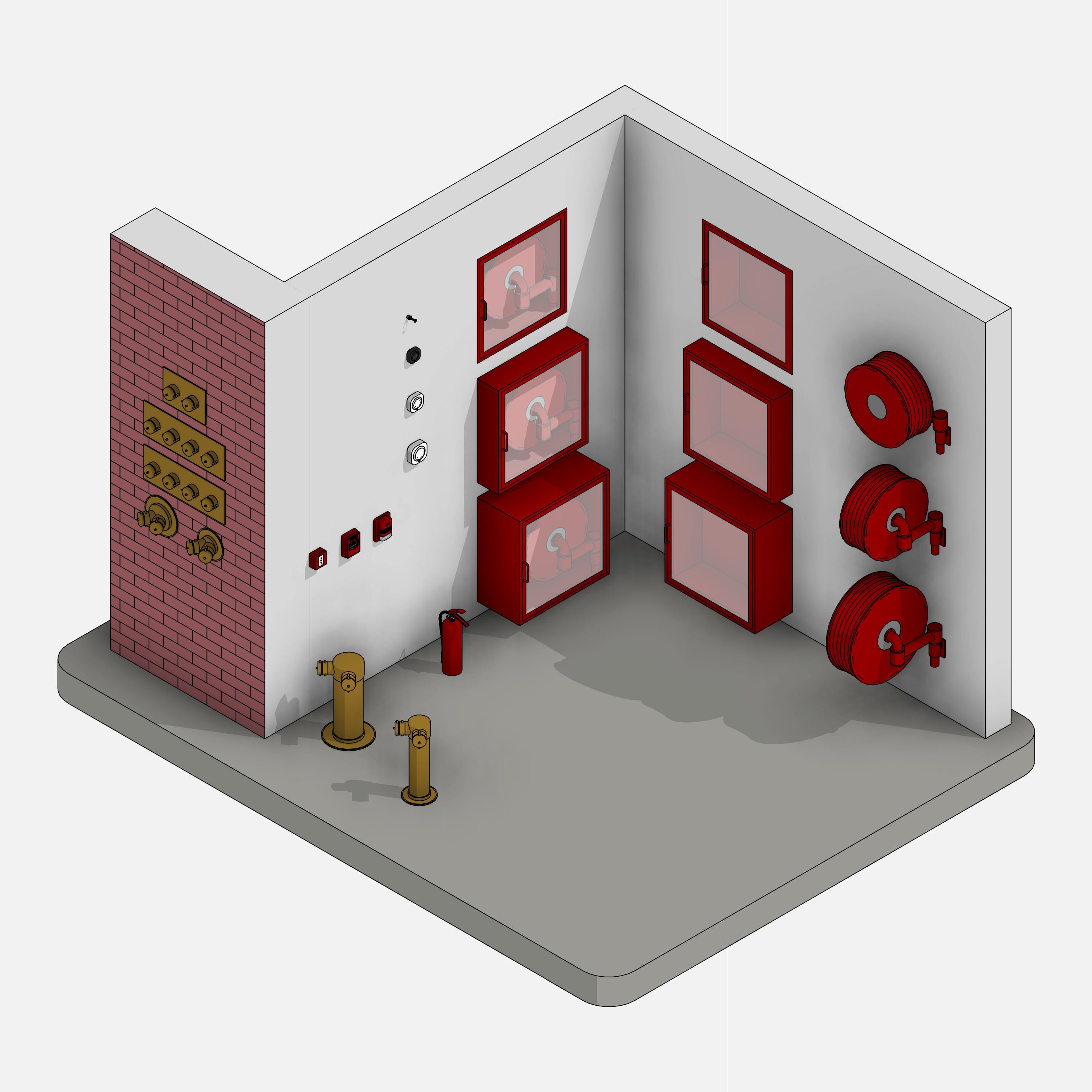 Revit Fire protection pack RD Studio BIM blocks rfa realistic fire protection equipment