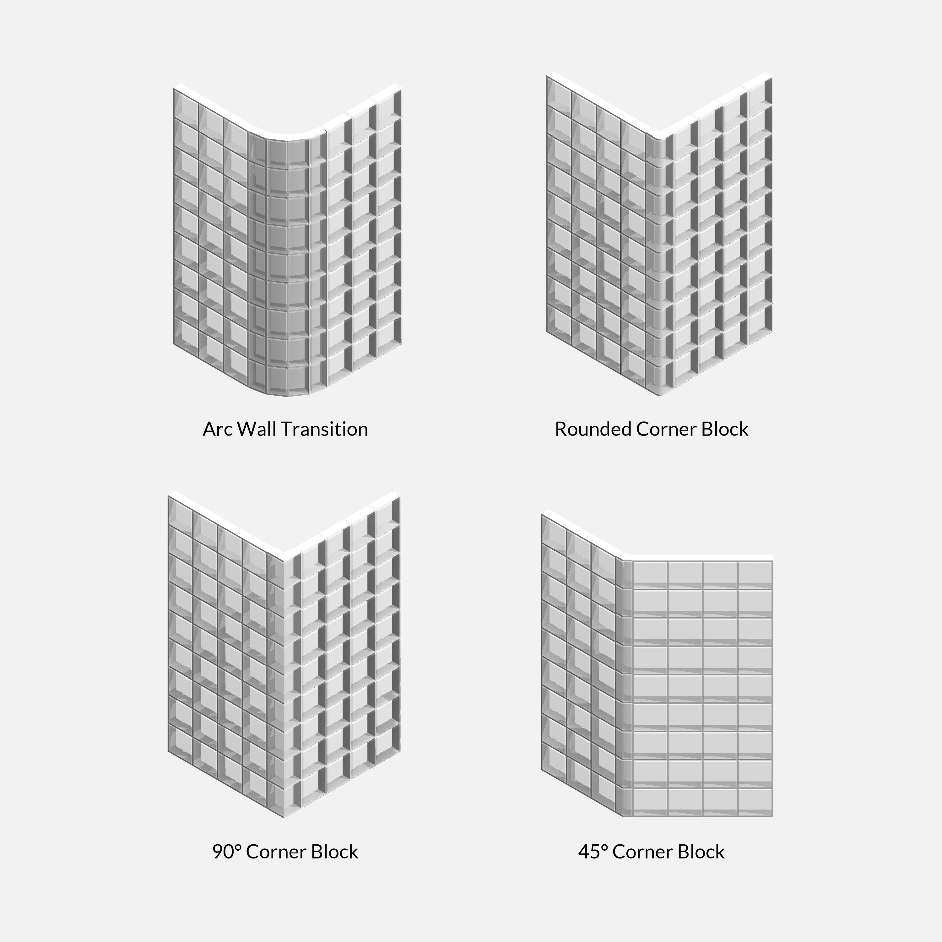 Revit Glass Blocks (Curtain Walls) Pack RD Studio BIM blocks rfa angle options