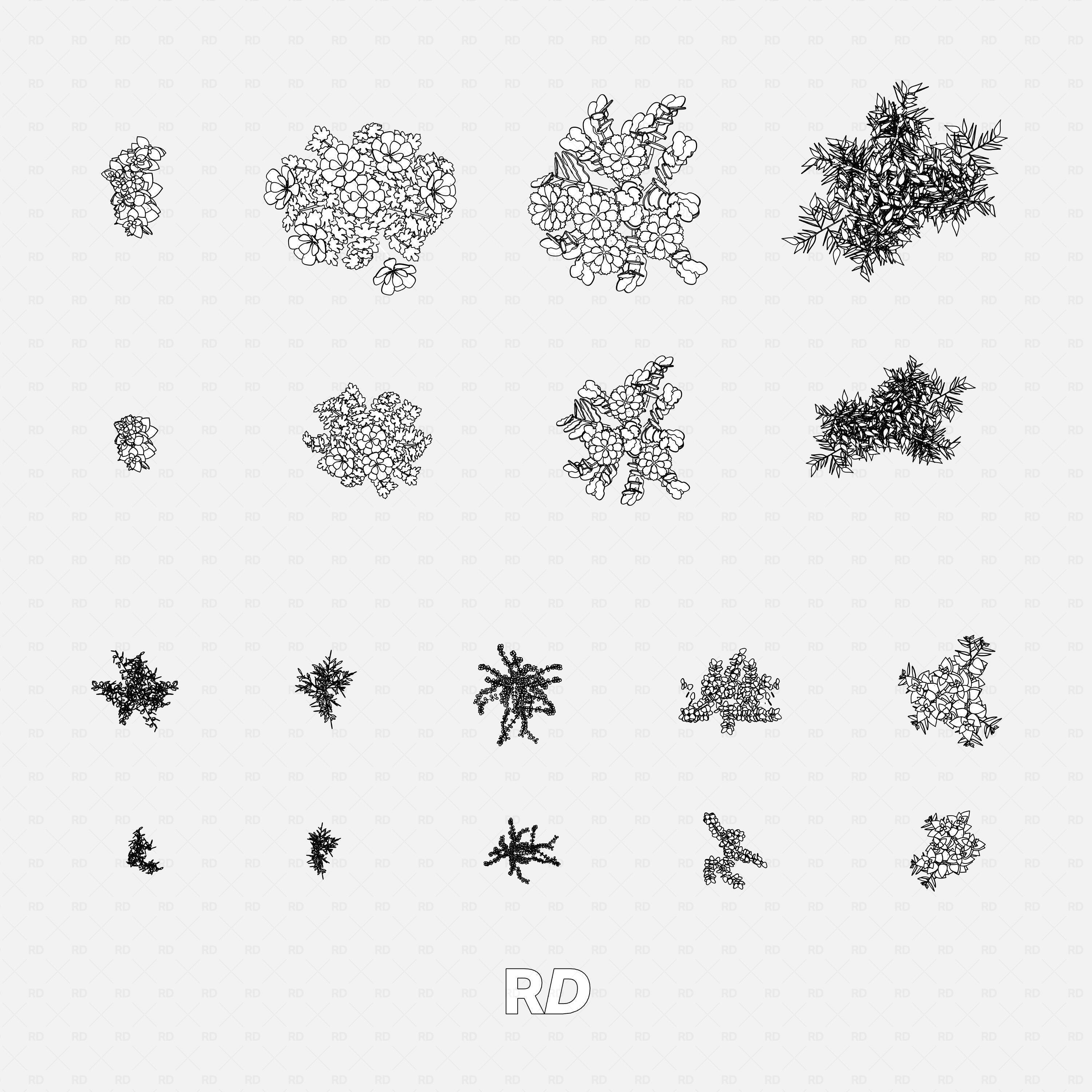 Revit Greenhouse Plants - Herbs and Ground Companions Pack RD Studio BIM blocks rfa floor plan views of herbs and companions