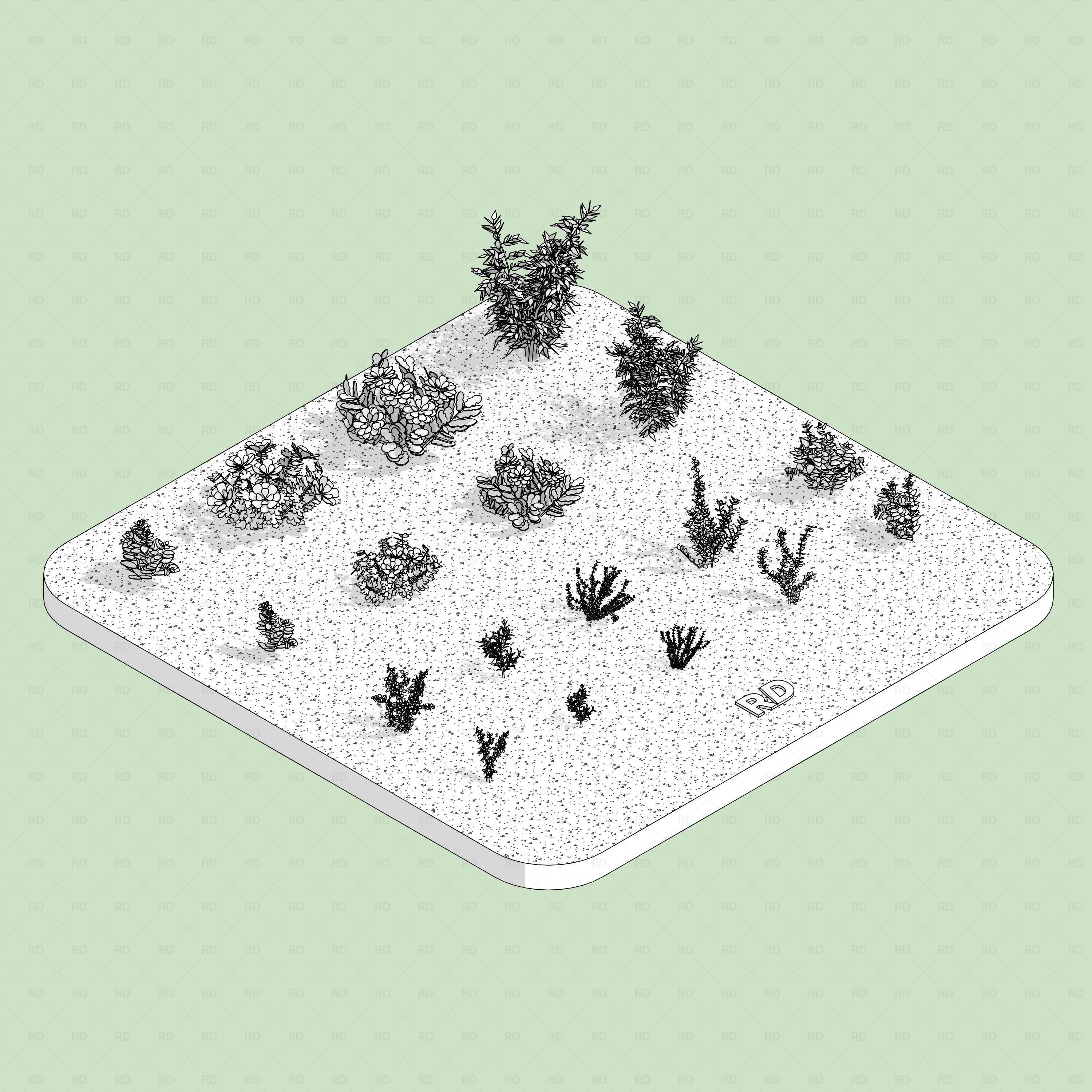 Revit Greenhouse Plants - Herbs and Ground Companions Pack RD Studio BIM blocks rfa overview of all greenhouse herbs